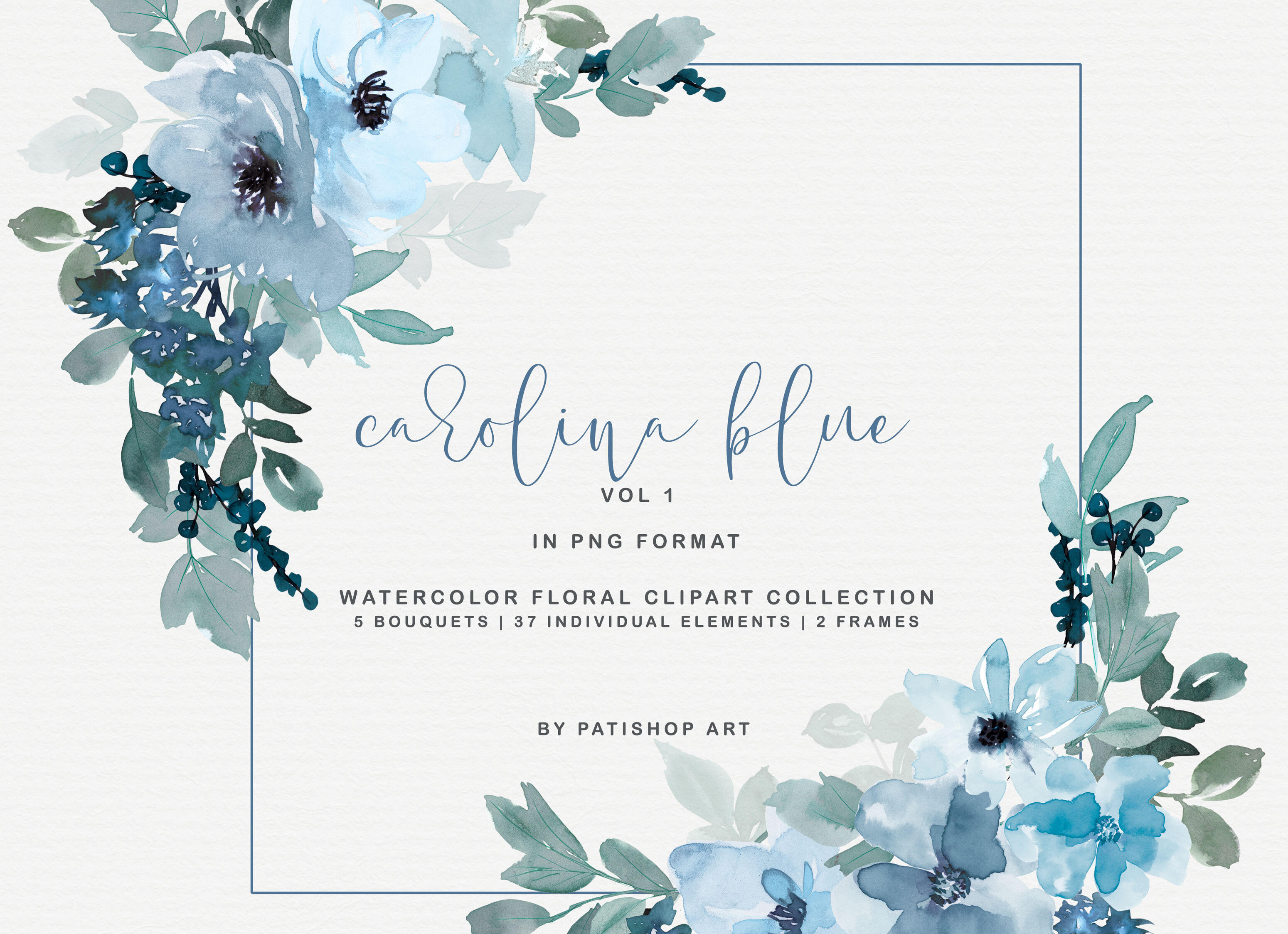 Download Pastel Blue Watercolor Flower Clipart By Patishop Art Thehungryjpeg Com