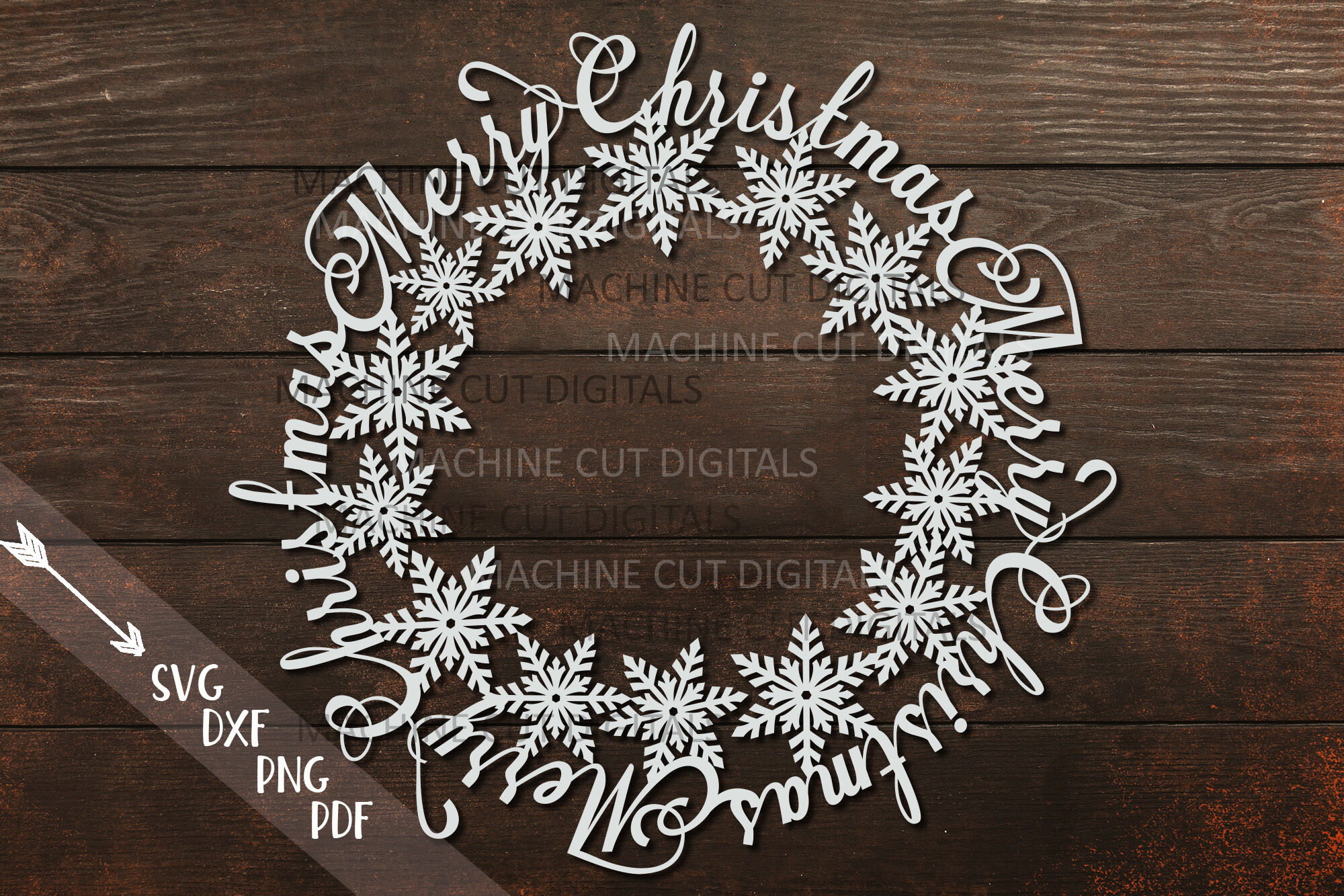 Merry Christmas Snowflakes Monogram Frame For Name Svg Cut By Kartcreation Thehungryjpeg Com
