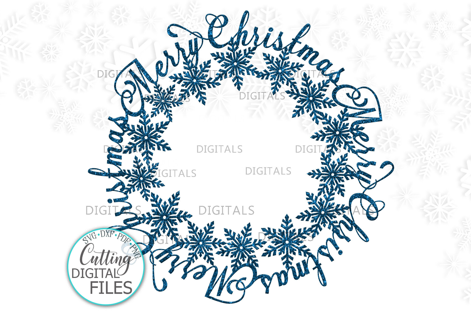 Download Merry Christmas Snowflakes Monogram frame for name svg cut ...