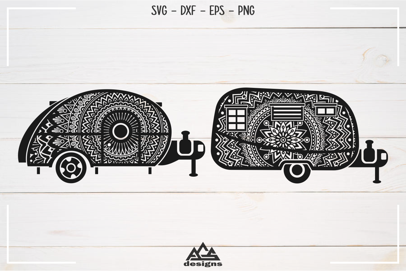 Trailer Caravan Mandala Zentangle Svg Design By Agsdesign Thehungryjpeg Com