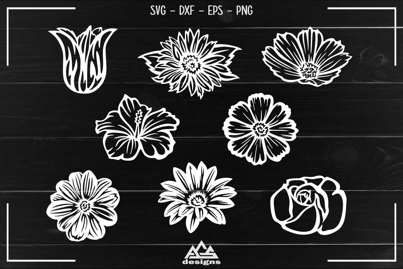 Flowers Pack Cuttable Svg Design By AgsDesign | TheHungryJPEG