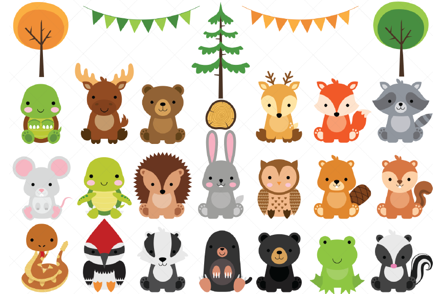 Woodland Baby Animals Clipart | Forest Animal Clipart By ClipArtisan