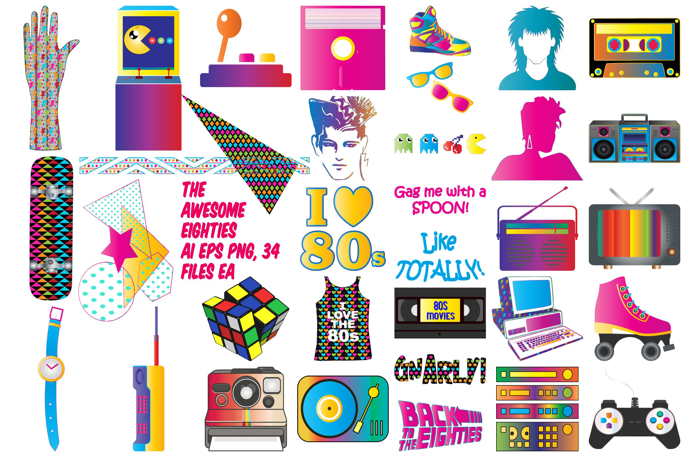 Eighties 1980s Colorful Vector By Me And Amelie Thehungryjpeg Com