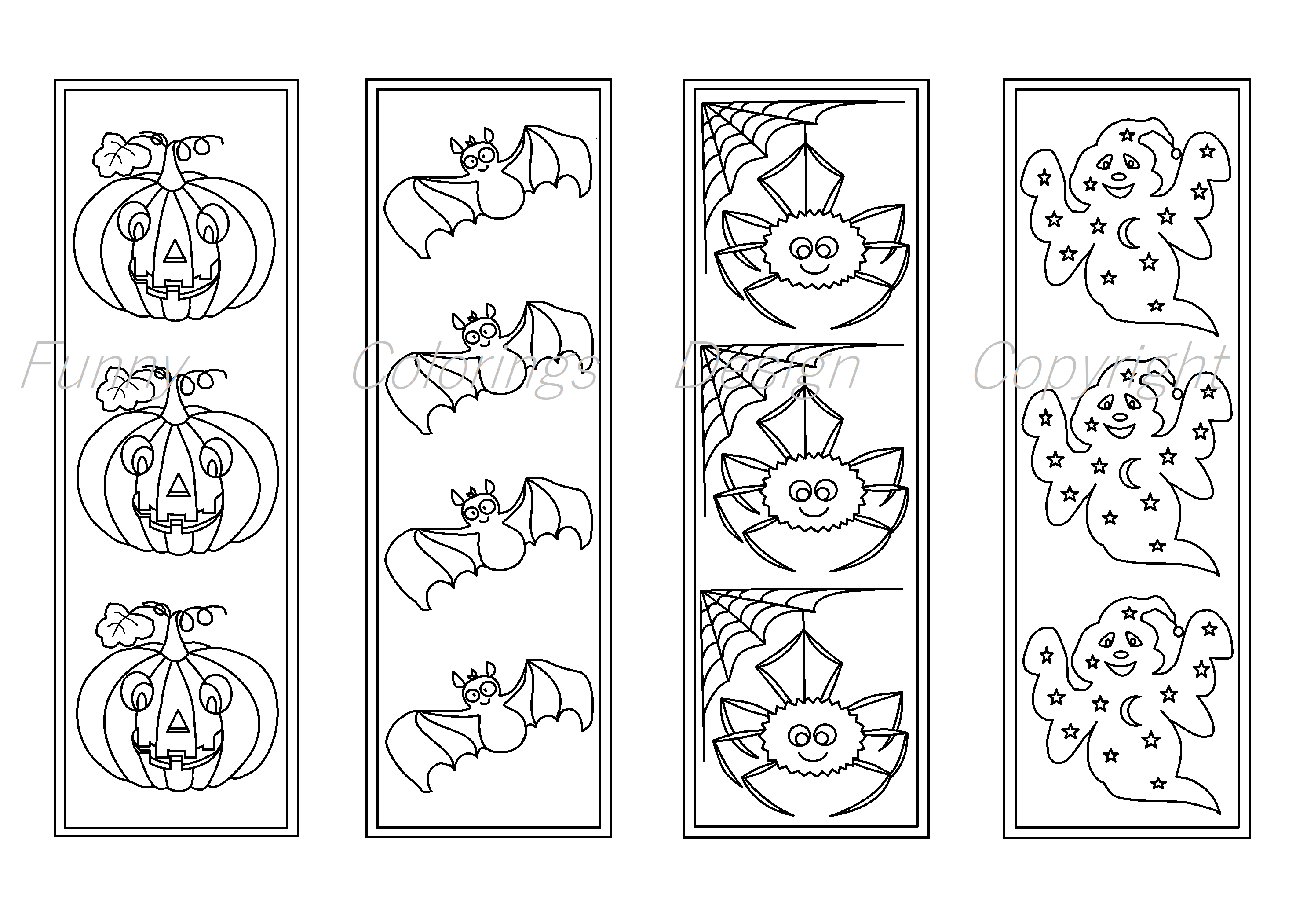 halloween bookmarks coloring pages