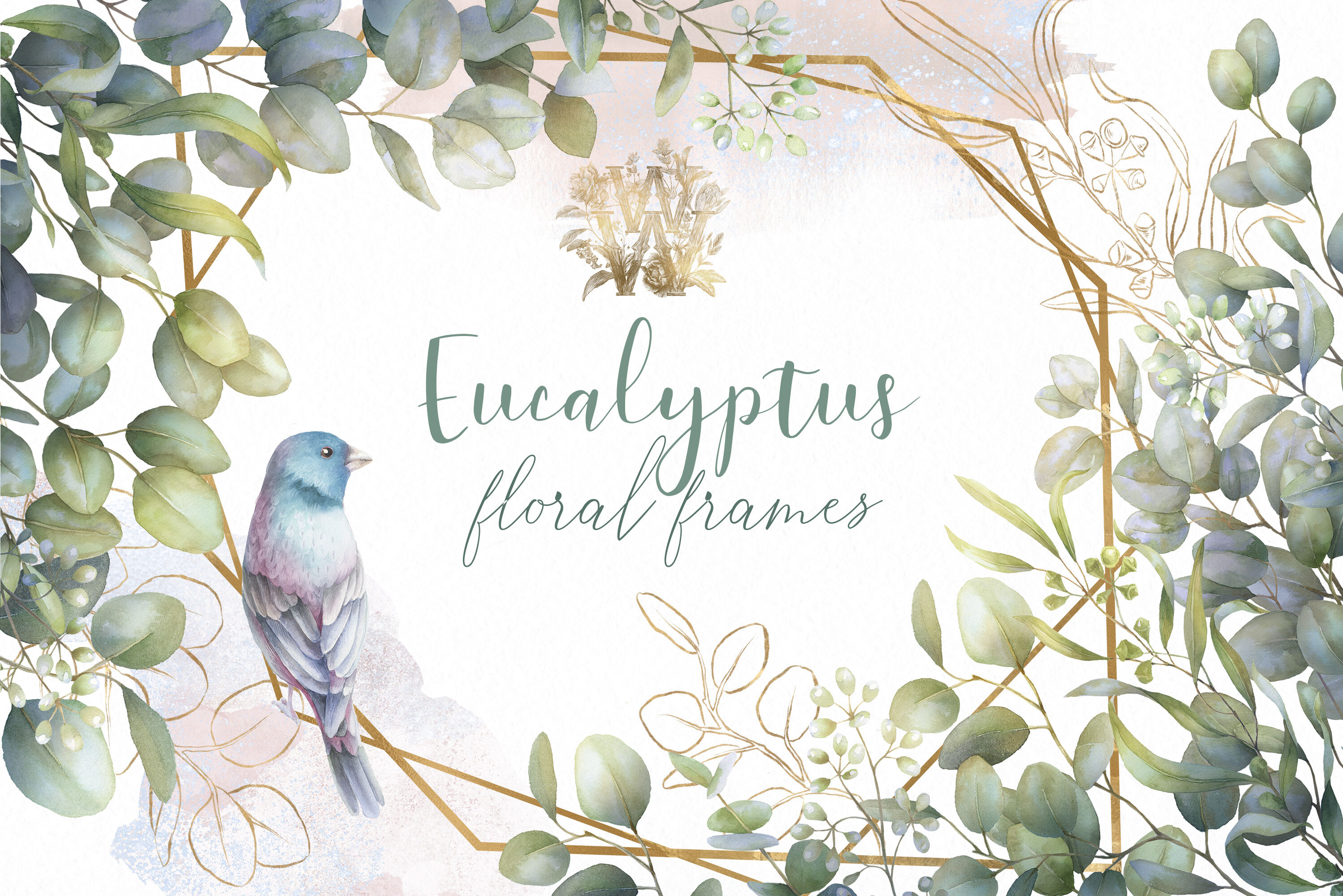 Download Watercolor eucalyptus frame clip art, wedding greenery ...