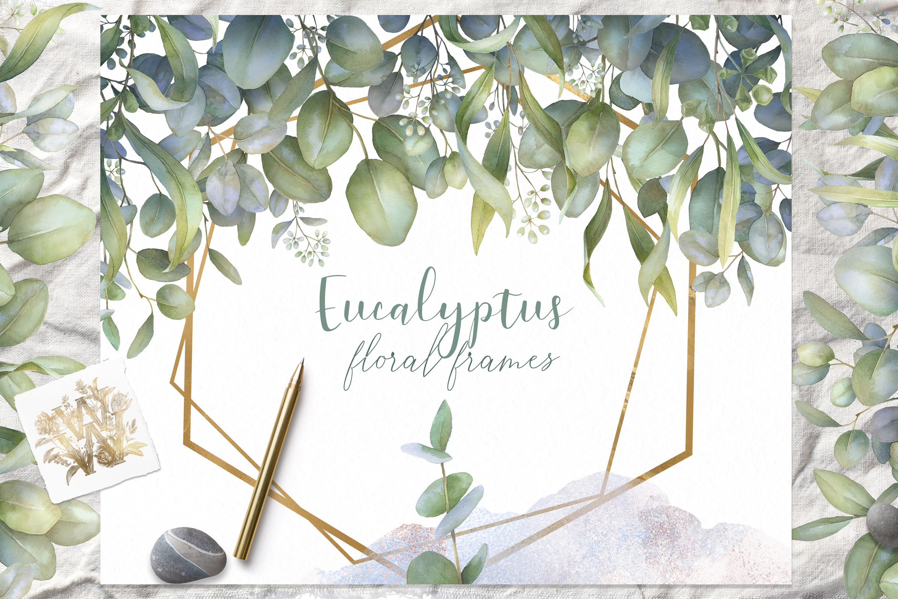 Download Watercolor eucalyptus frame clip art, wedding greenery ...