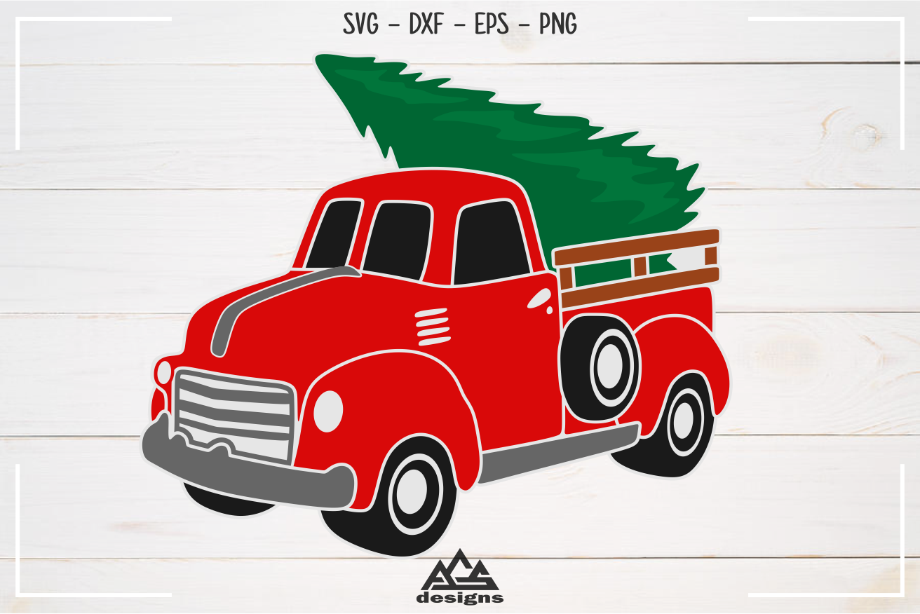 Vintage Christmas Red Truck Packs Svg Design By AgsDesign