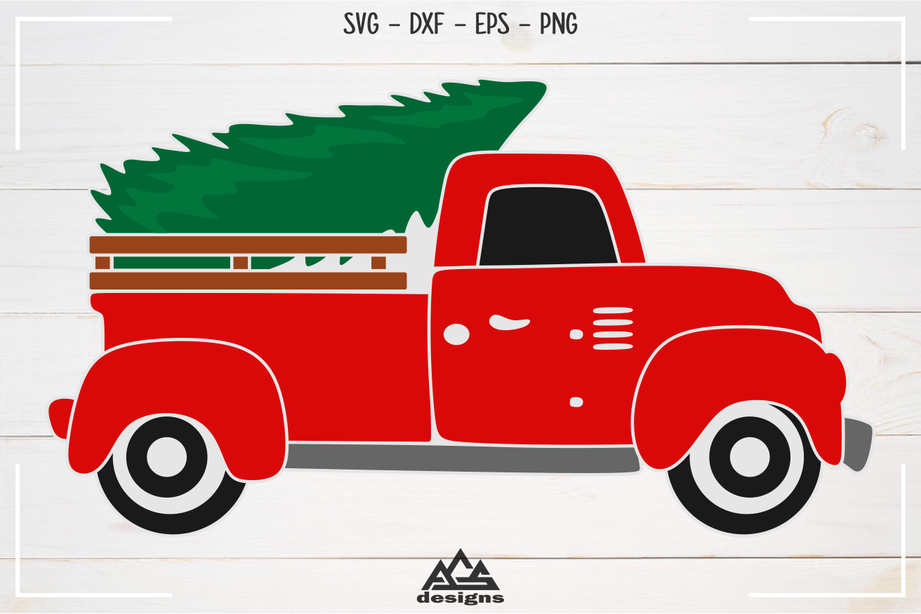 Vintage Christmas Red Truck Packs Svg Design By AgsDesign ...
