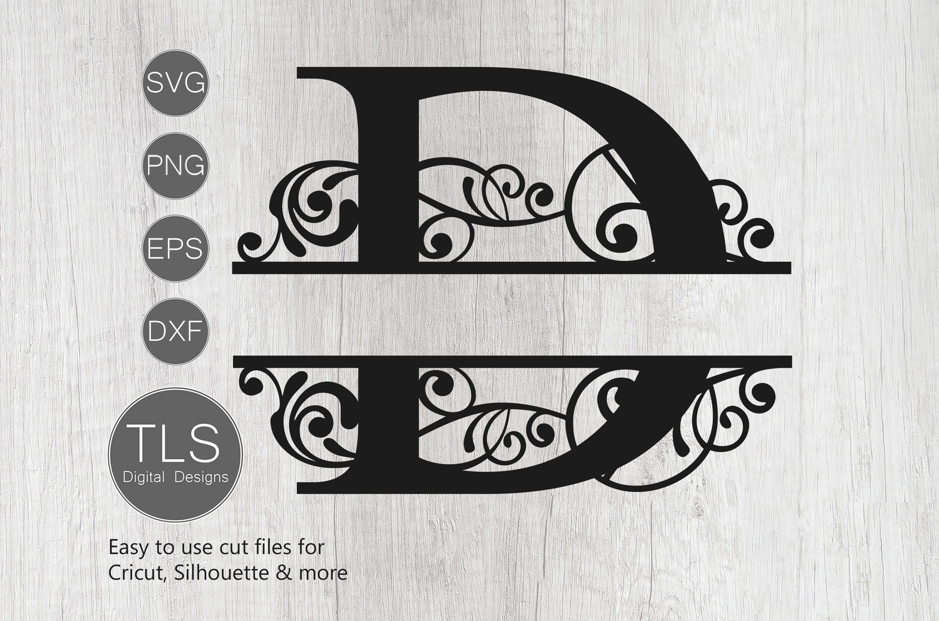 Letter D Split Monogram Svg Split Monogram Svg Letter D Cricut By Tlsdigitaldesigns Thehungryjpeg Com