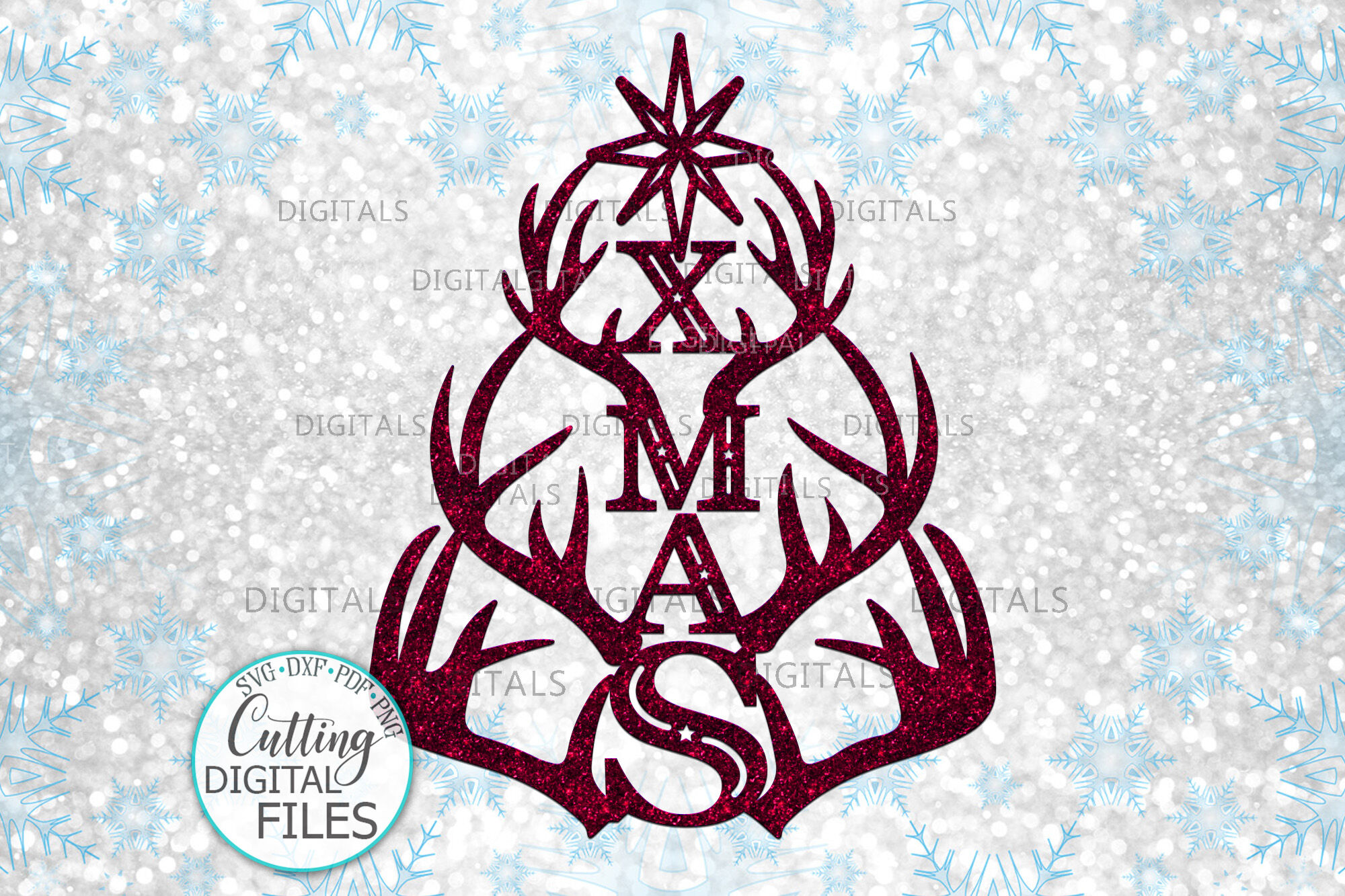 Christmas Tree Xmas With Deer Antlers Laser Cut Out Svg Png By Kartcreation Thehungryjpeg Com