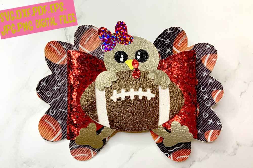 Thanksgiving Turkey Football Hair Bow Template Cheer Bow Svg Png Dx By Timetocraftshop Thehungryjpeg Com