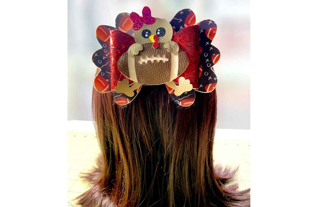 Download Thanksgiving Turkey Football Hair Bow Template, Cheer Bow ...