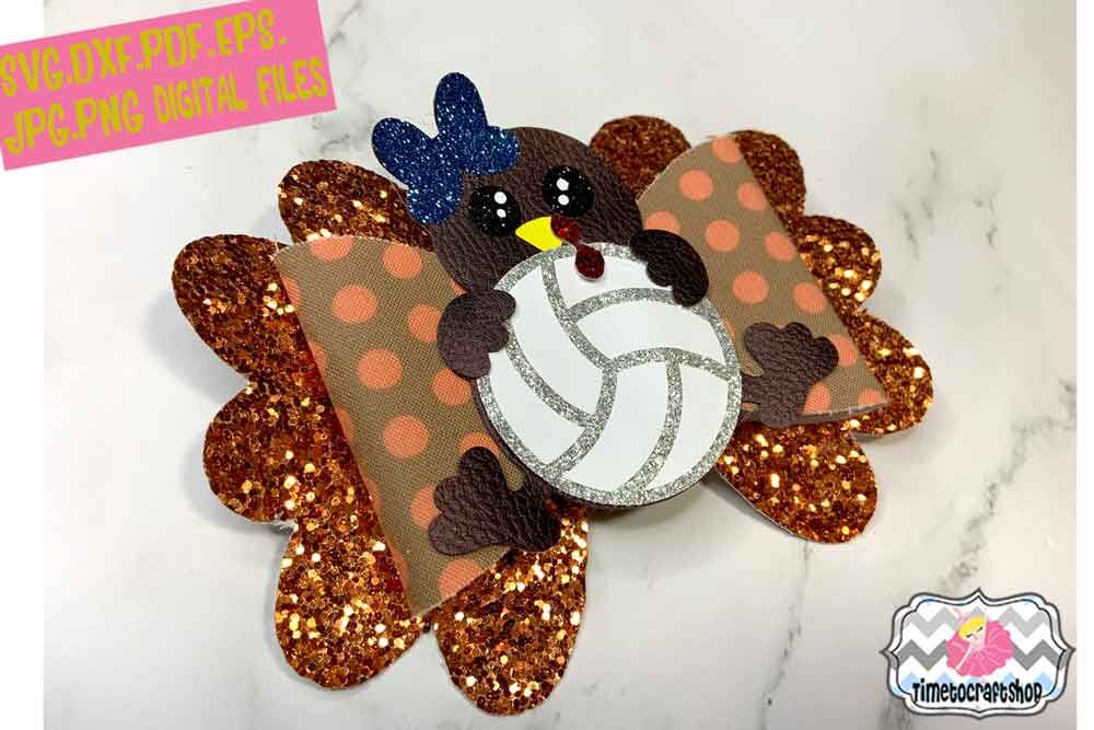 Thanksgiving Turkey Volleyball Hair Bow Template Cheer Bow Svg Png By Timetocraftshop Thehungryjpeg Com