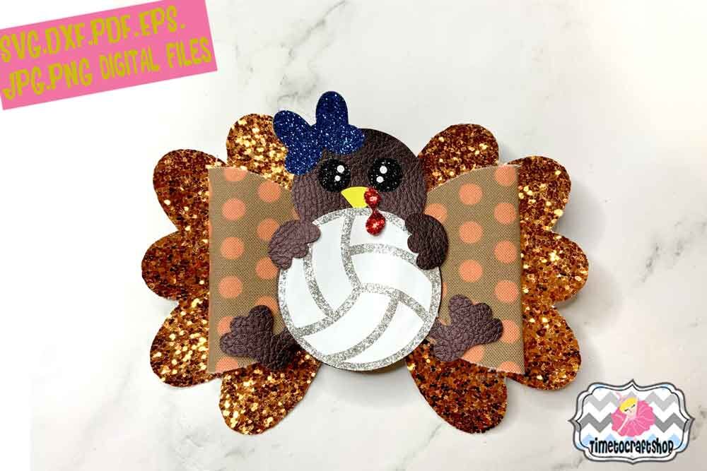 Thanksgiving Turkey Volleyball Hair Bow Template Cheer Bow Svg Png By Timetocraftshop Thehungryjpeg Com