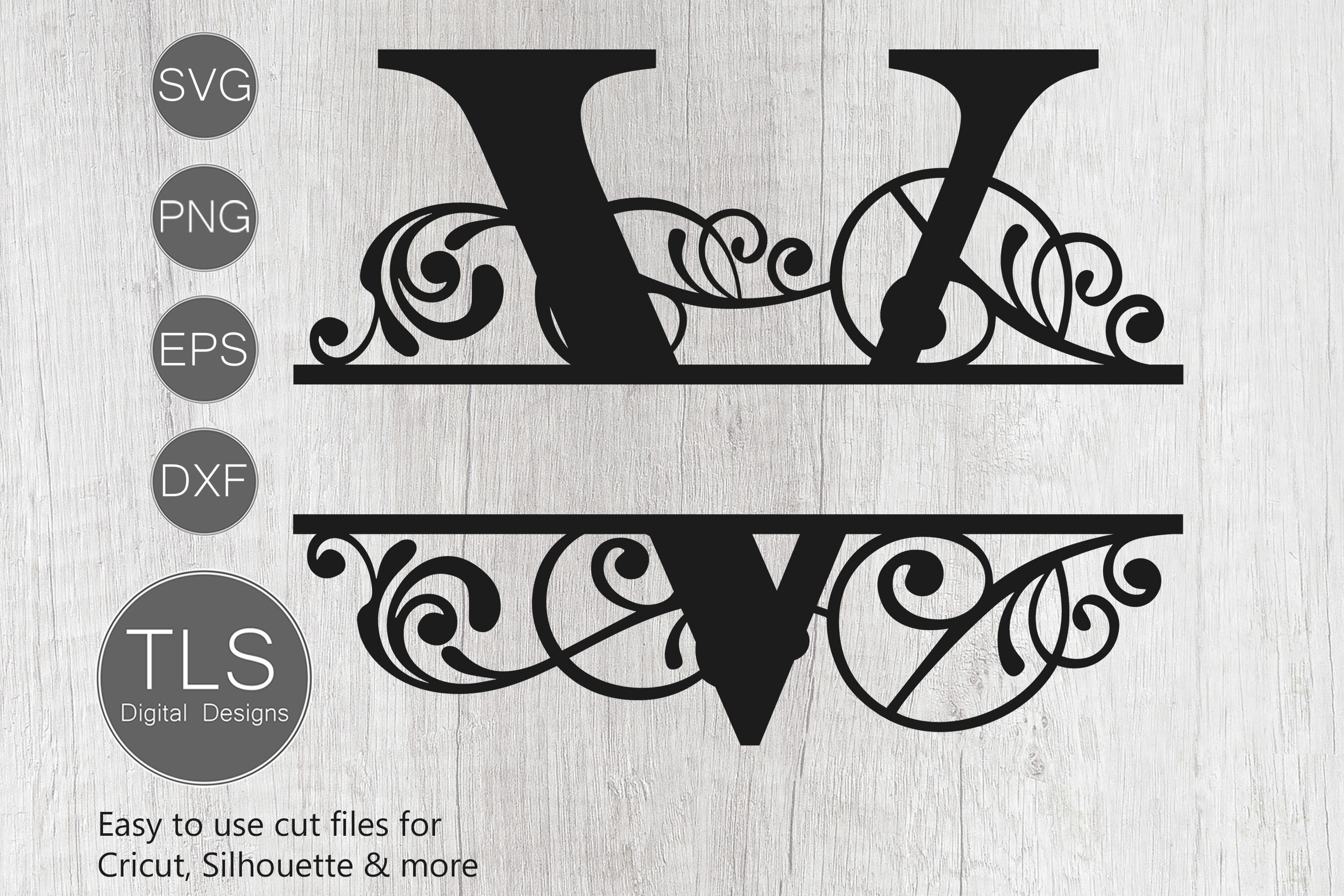 Letter V Split Monogram Svg Split Monogram Svg Letter V Cricu By Tlsdigitaldesigns Thehungryjpeg Com