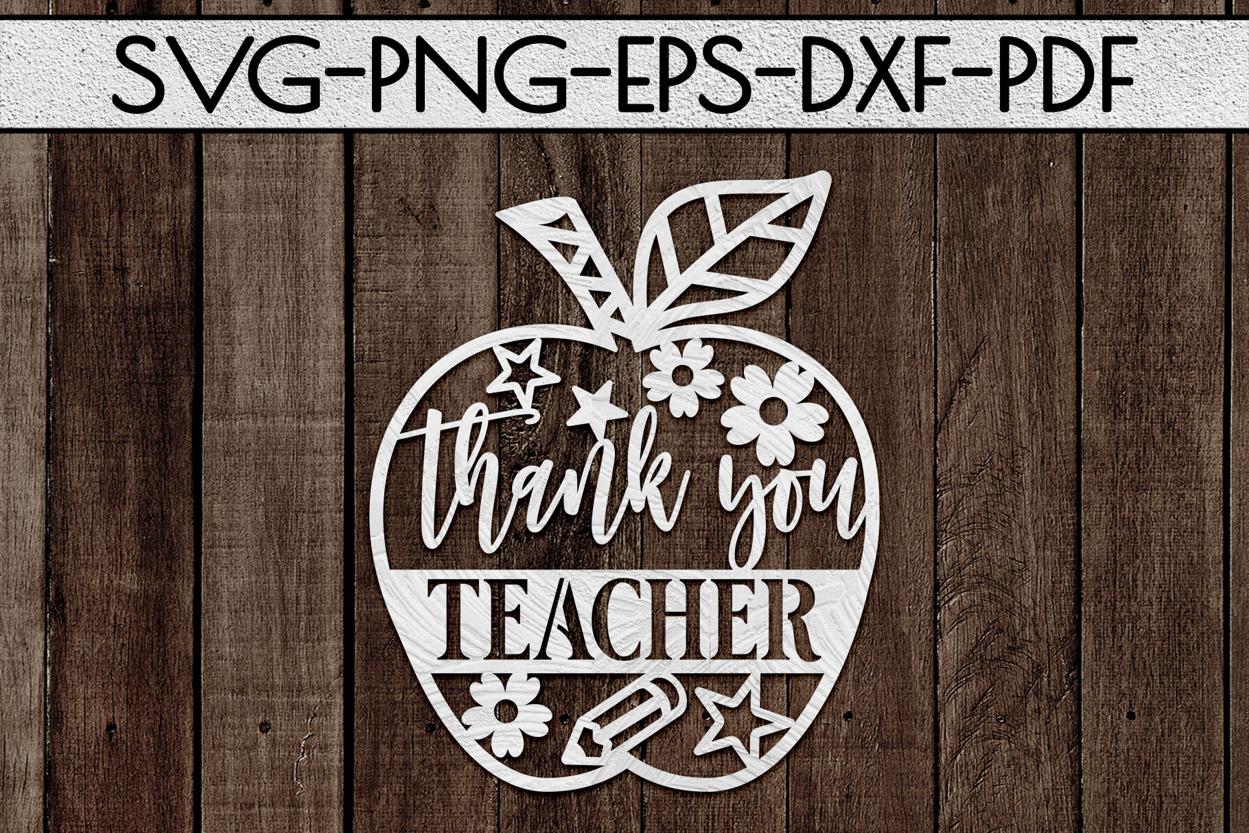 Download Thank You Teacher Paper Cut Template School Svg Pdf Dxf By Mulia Designs Thehungryjpeg Com