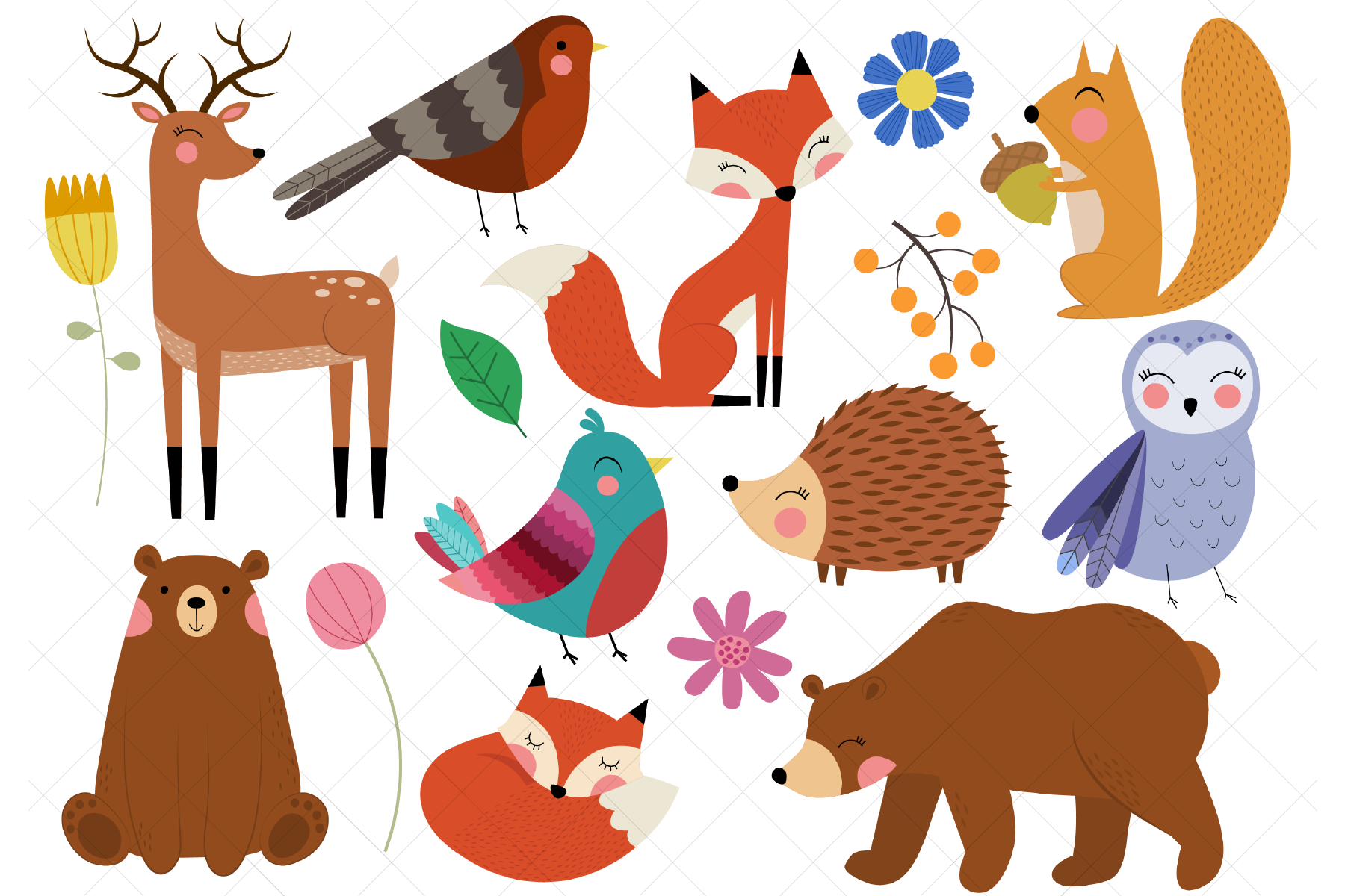 Woodland Animals Clip Art, Forest Animals By ClipArtisan | TheHungryJPEG
