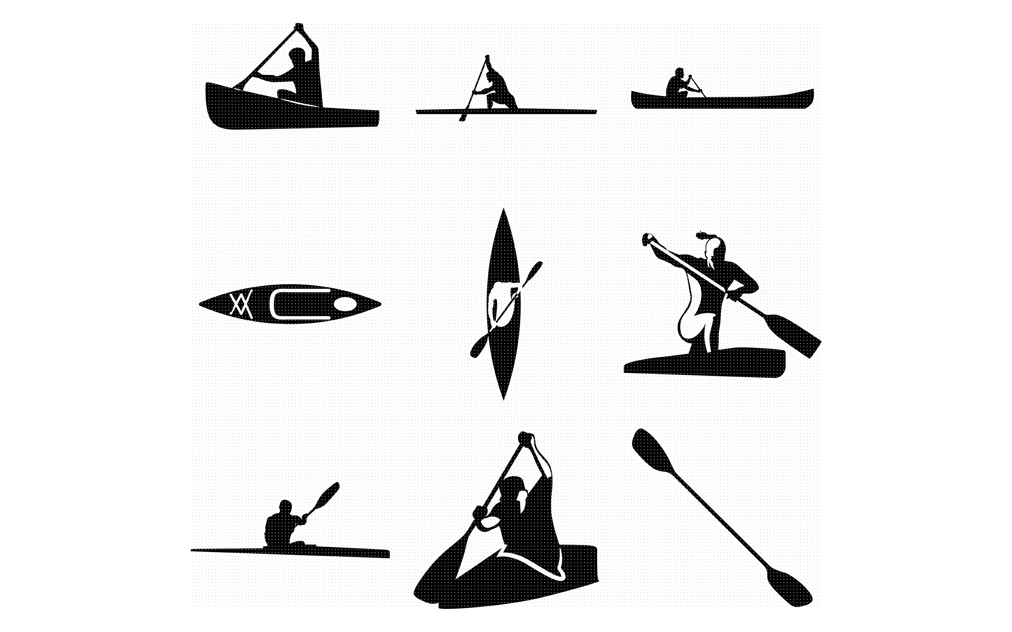 canoeing clipart black and white flower