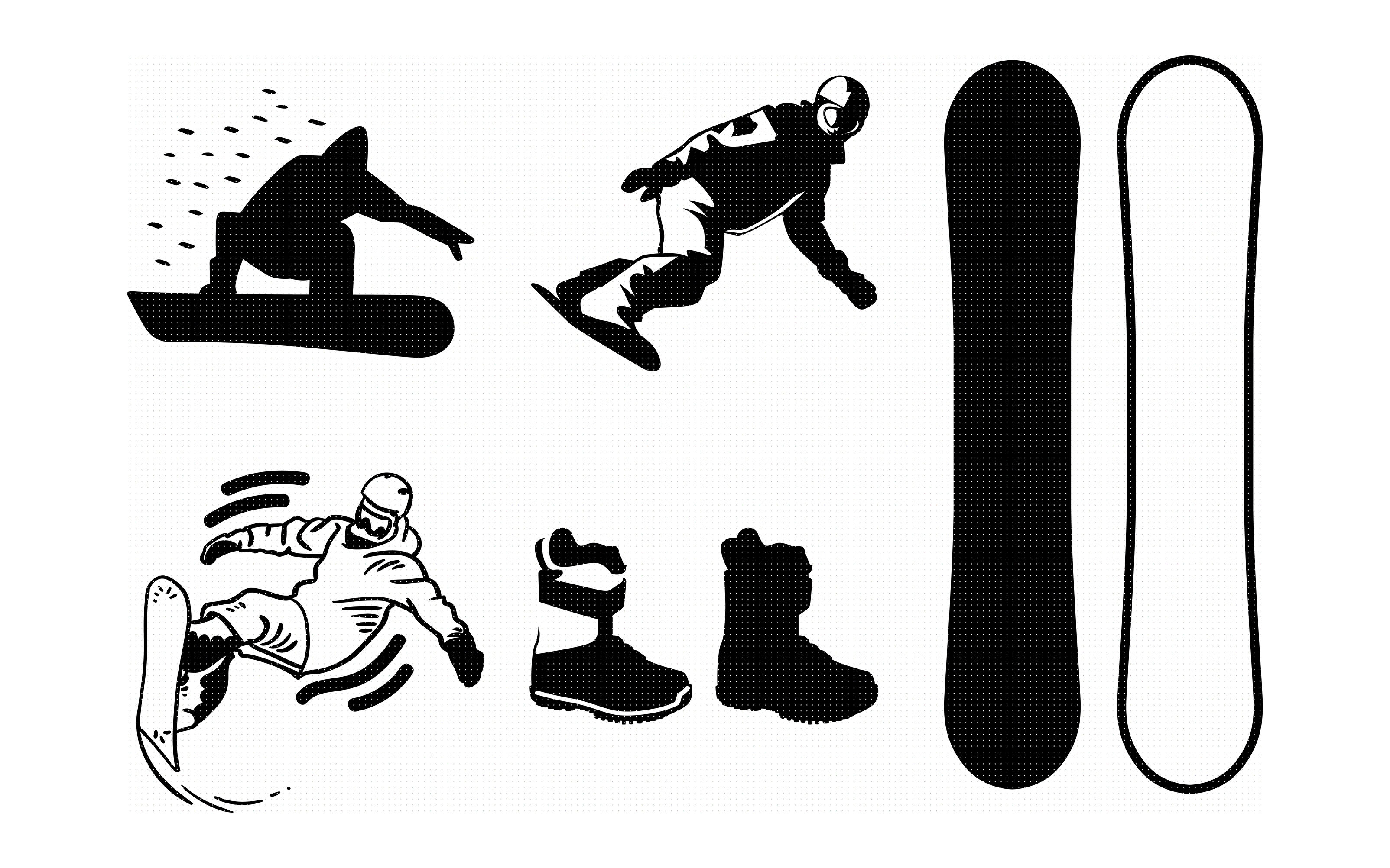Silhouette Snowboarder Svg Snowboard DXF Jpg Png Snow Boarder SVG for Cricu...