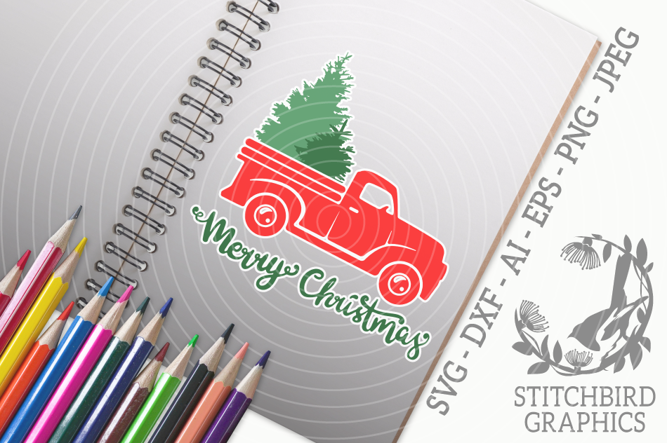 Christmas Truck Svg Silhouette Studio Cricut Eps Dxf Ai Png By Stitchbird Graphics Thehungryjpeg Com