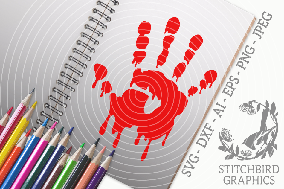 Download Bloody Handprint Svg Silhouette Studio Cricut Eps Dxf By Stitchbird Graphics Thehungryjpeg Com
