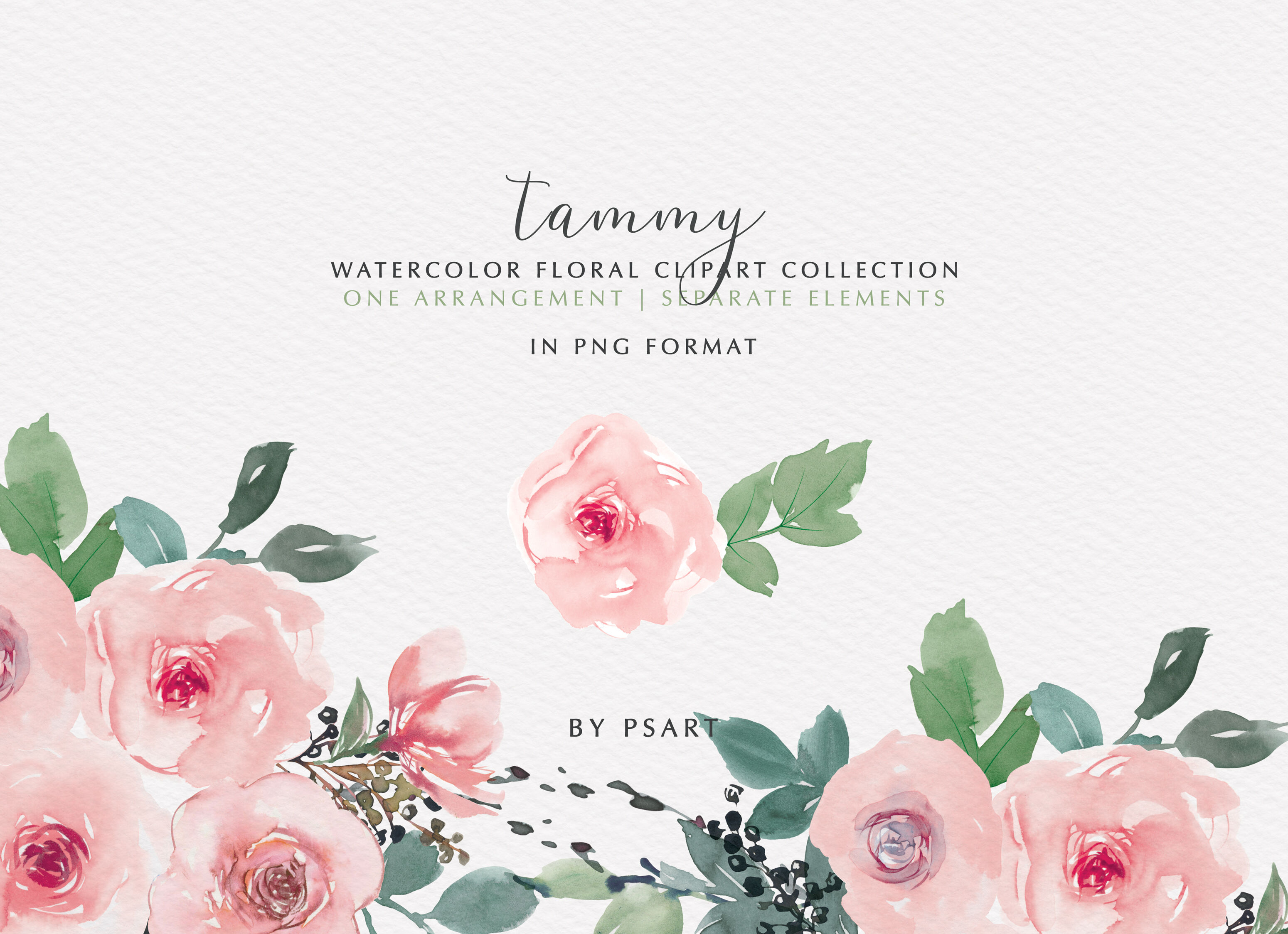 Pink Blush Watercolor Floral Clipart By Patishop Art Thehungryjpeg Com