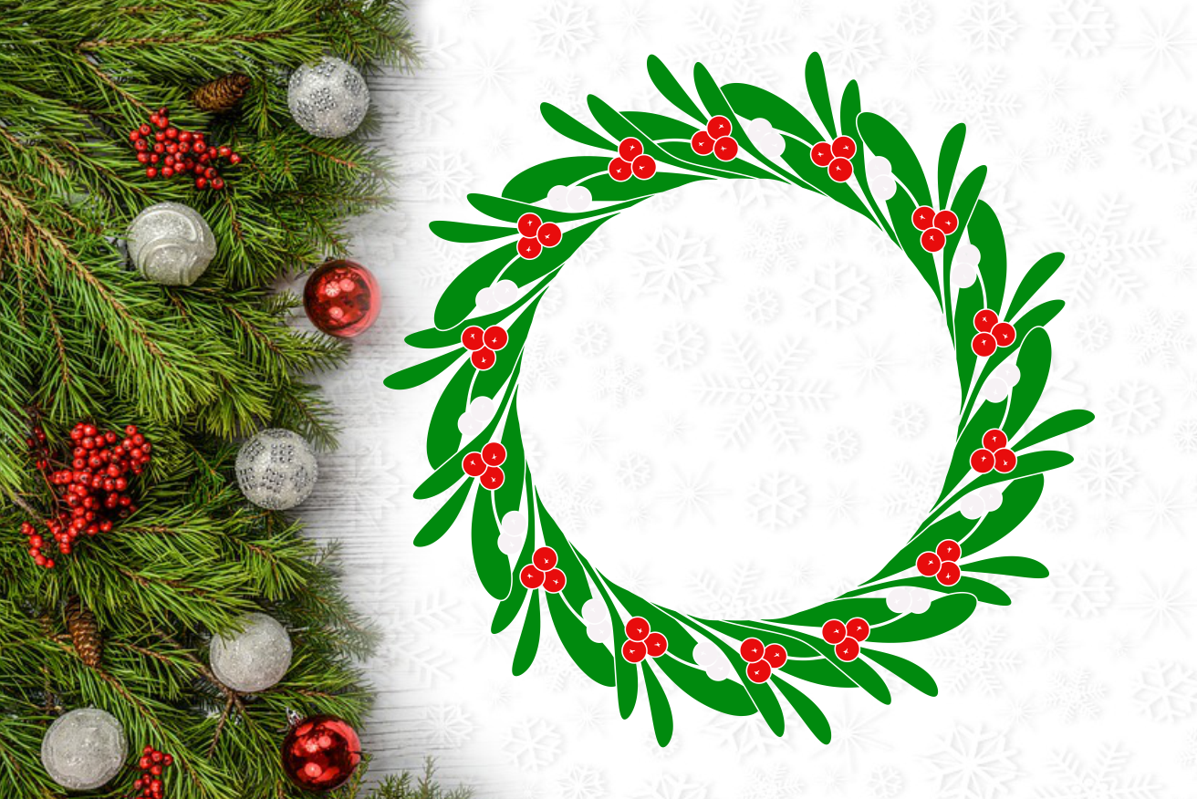 Christmas Mistletoe Wreath Svg Design By Agsdesign Thehungryjpeg Com