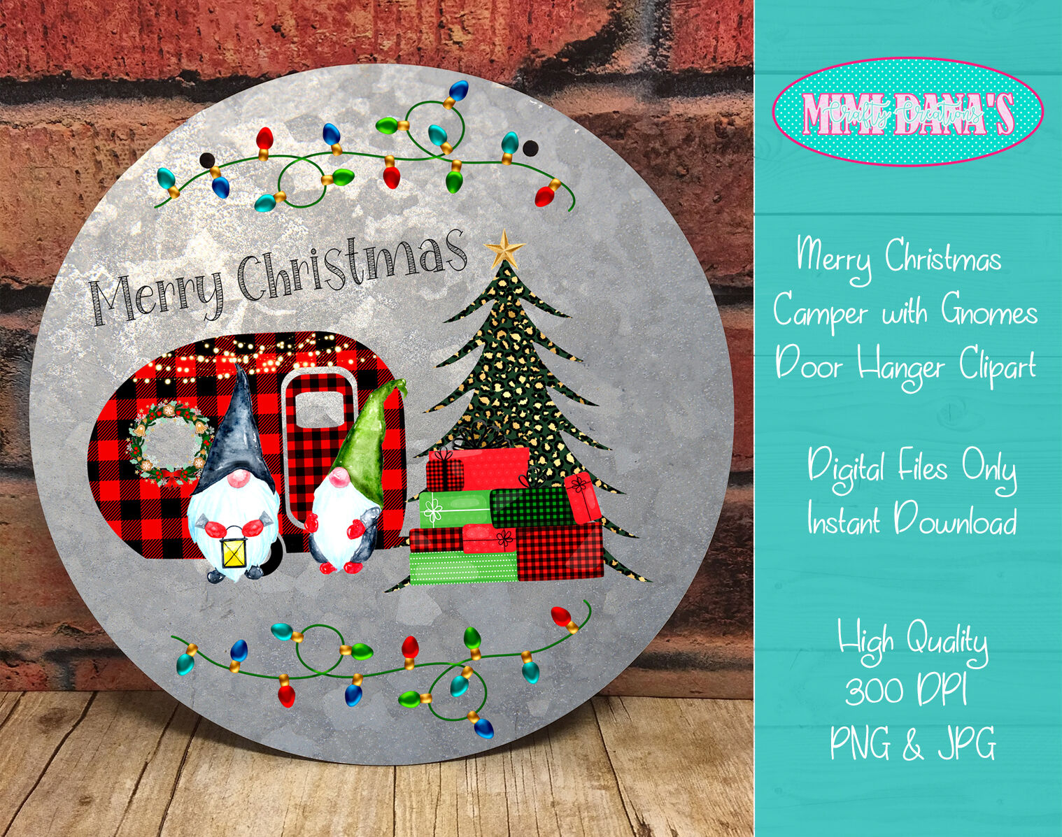 Merry Christmas Camper With Gnomes For Round Door Hanger Clipart By Mimi Dana S Crafty Creations Thehungryjpeg Com