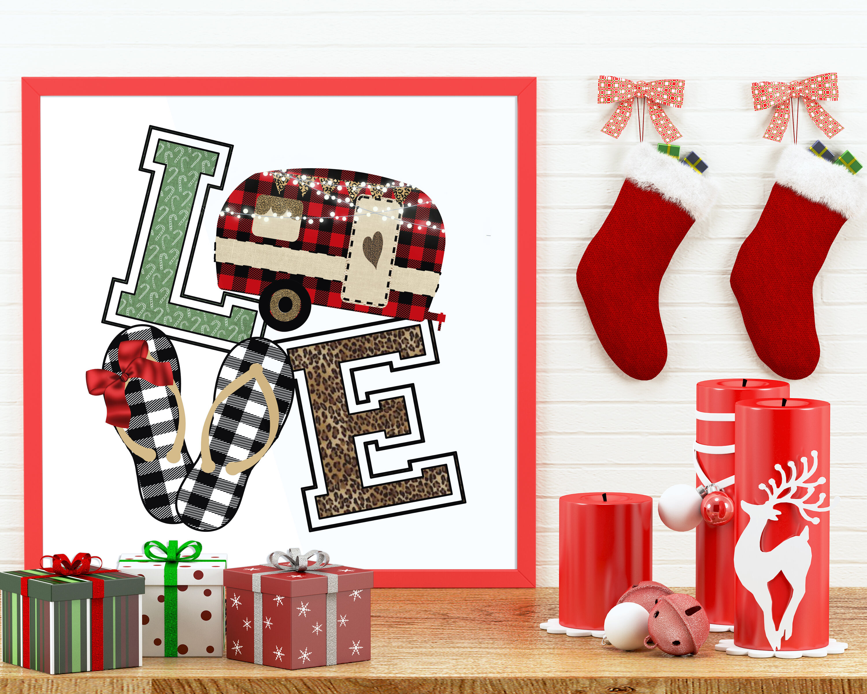 Christmas Camper Flip Flop Love Clipart By Mimi Dana S Crafty Creations Thehungryjpeg Com