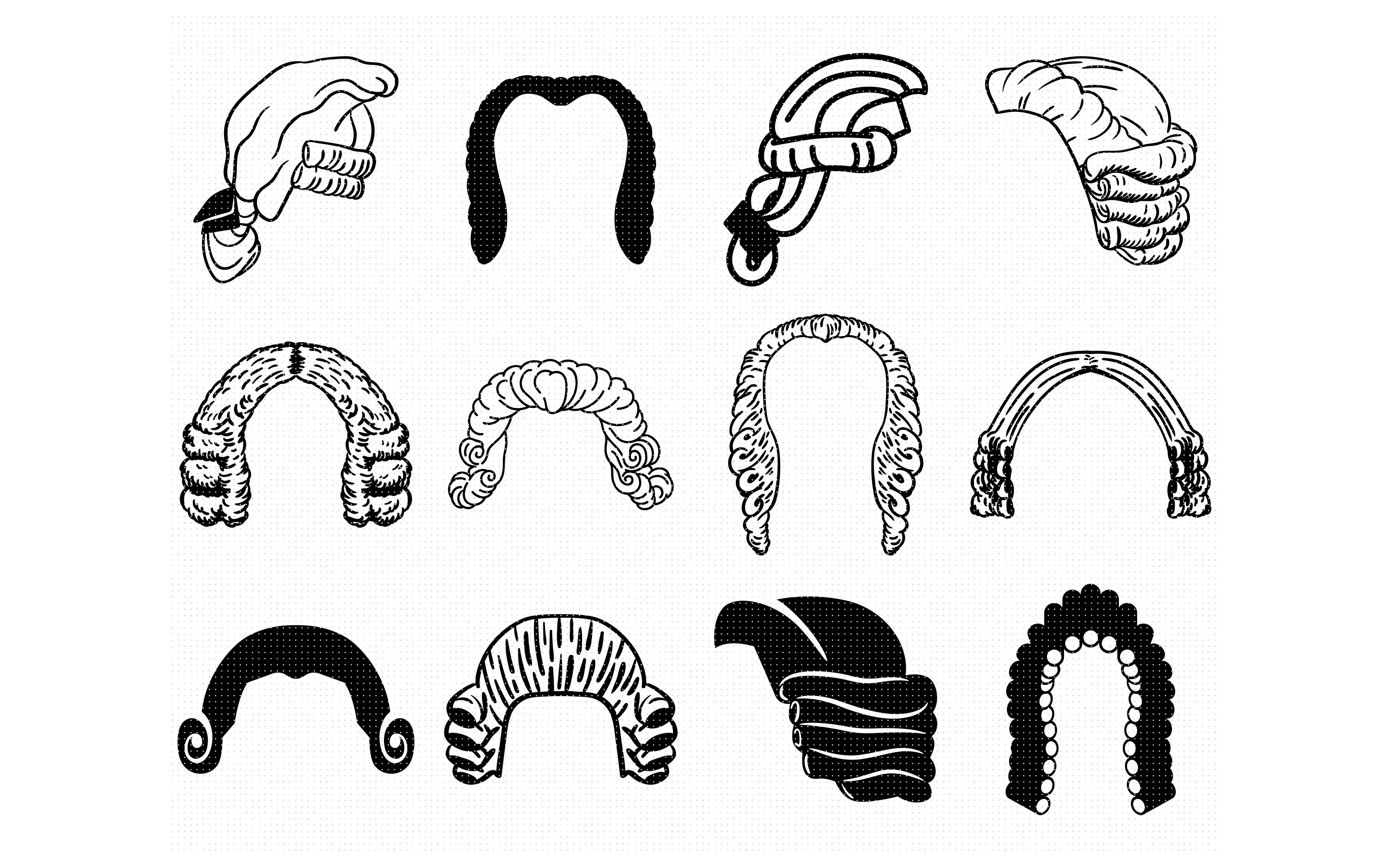 18th 19th Century Wigs Svg Dxf Vector Eps Clipart By Crafteroks Thehungryjpeg Com