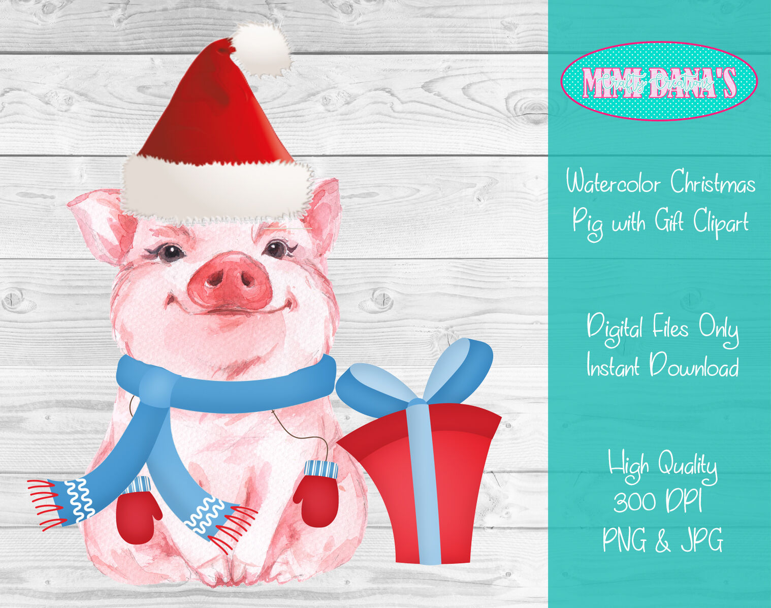 Download Watercolor Christmas Pig With Gift Clipart By Mimi Dana S Crafty Creations Thehungryjpeg Com