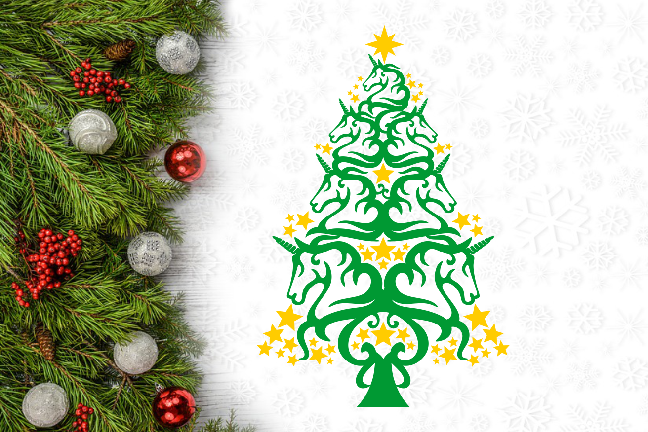 Unicorn Christmas Tree Svg Design By Agsdesign Thehungryjpeg Com