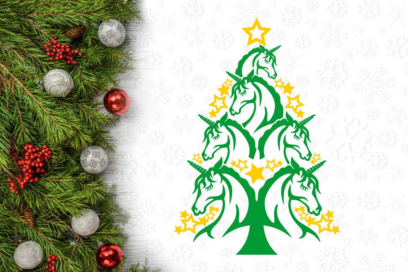Unicorn Christmas Tree Svg Design By Agsdesign Thehungryjpeg Com