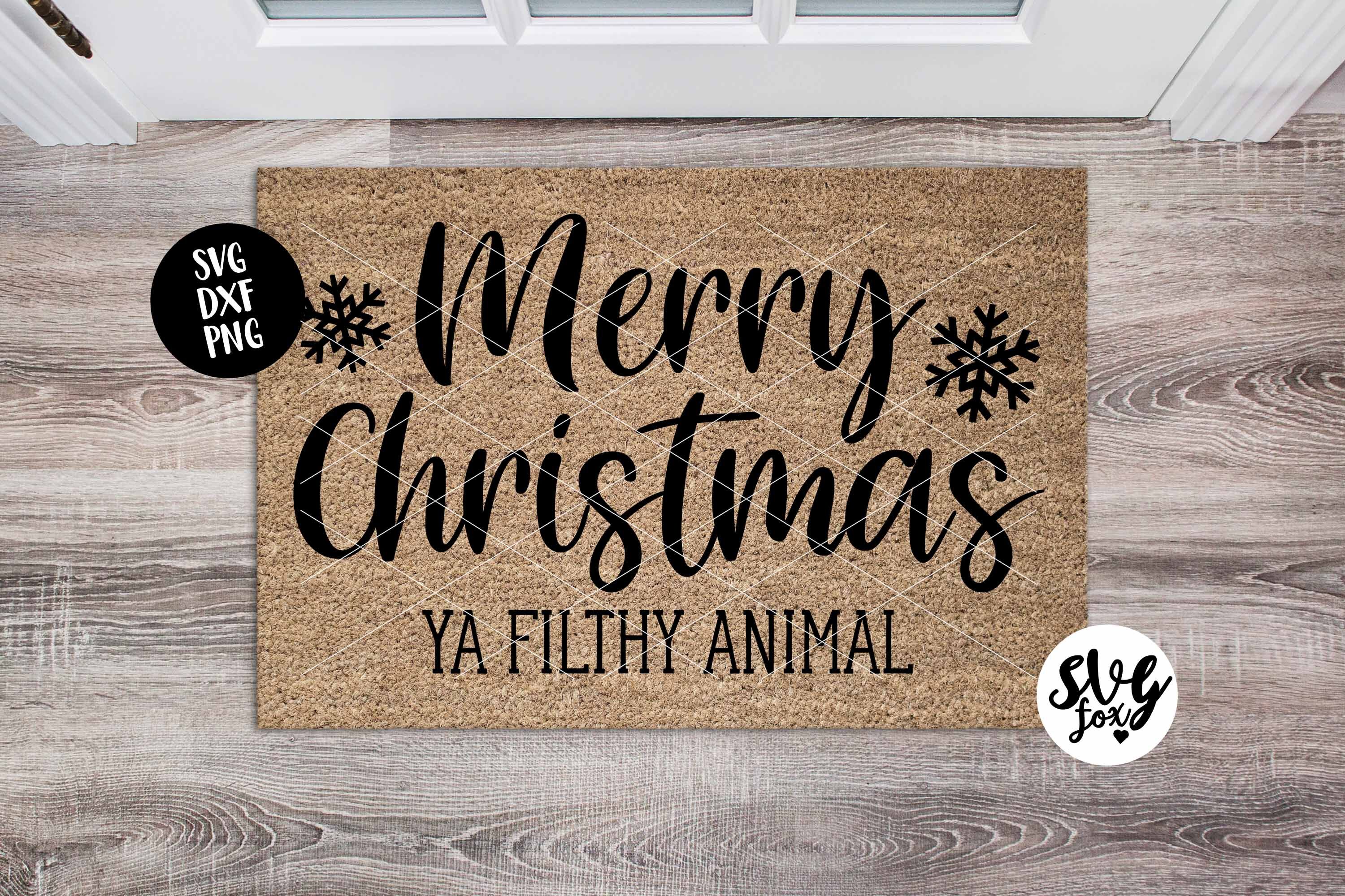 Merry Christmas Ya Filthy Animal Christmas Welcome Mat Doormat By Svgfox Thehungryjpeg Com