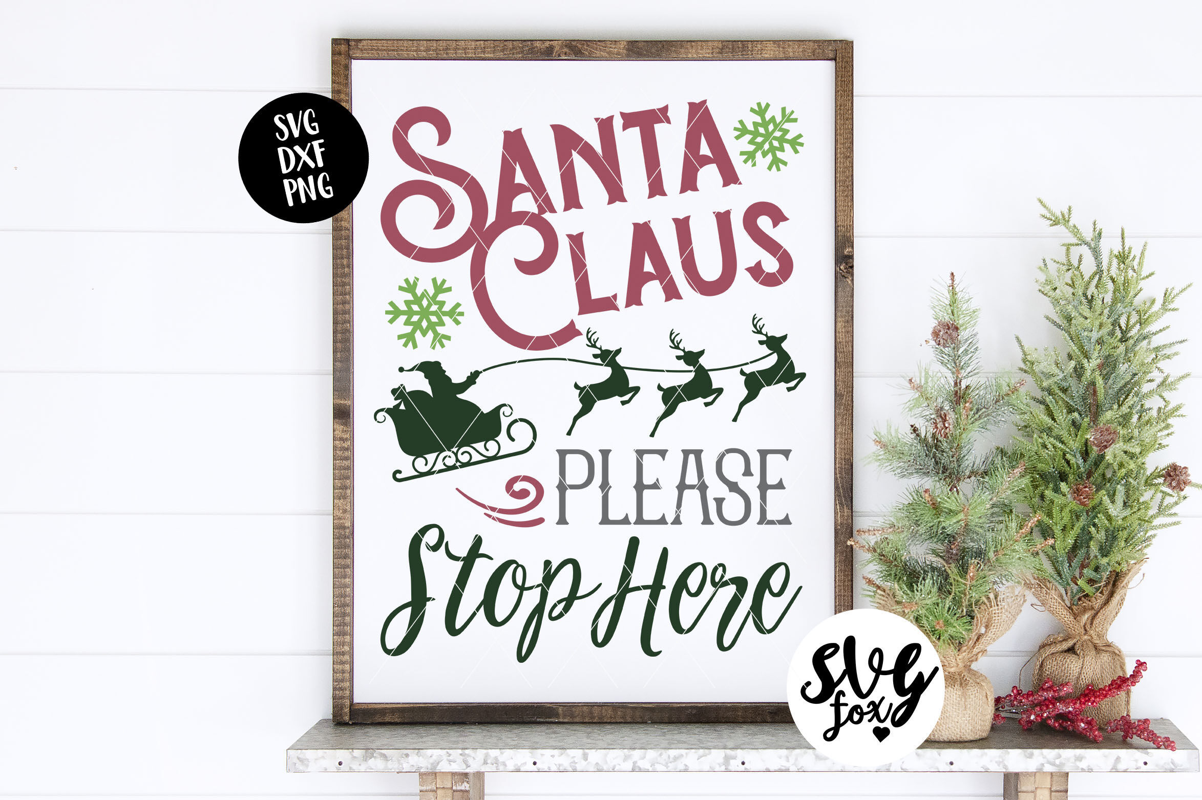 Santa Claus Please Stop Here Christmas Sign Svg Dxf Png By Svgfox Thehungryjpeg Com