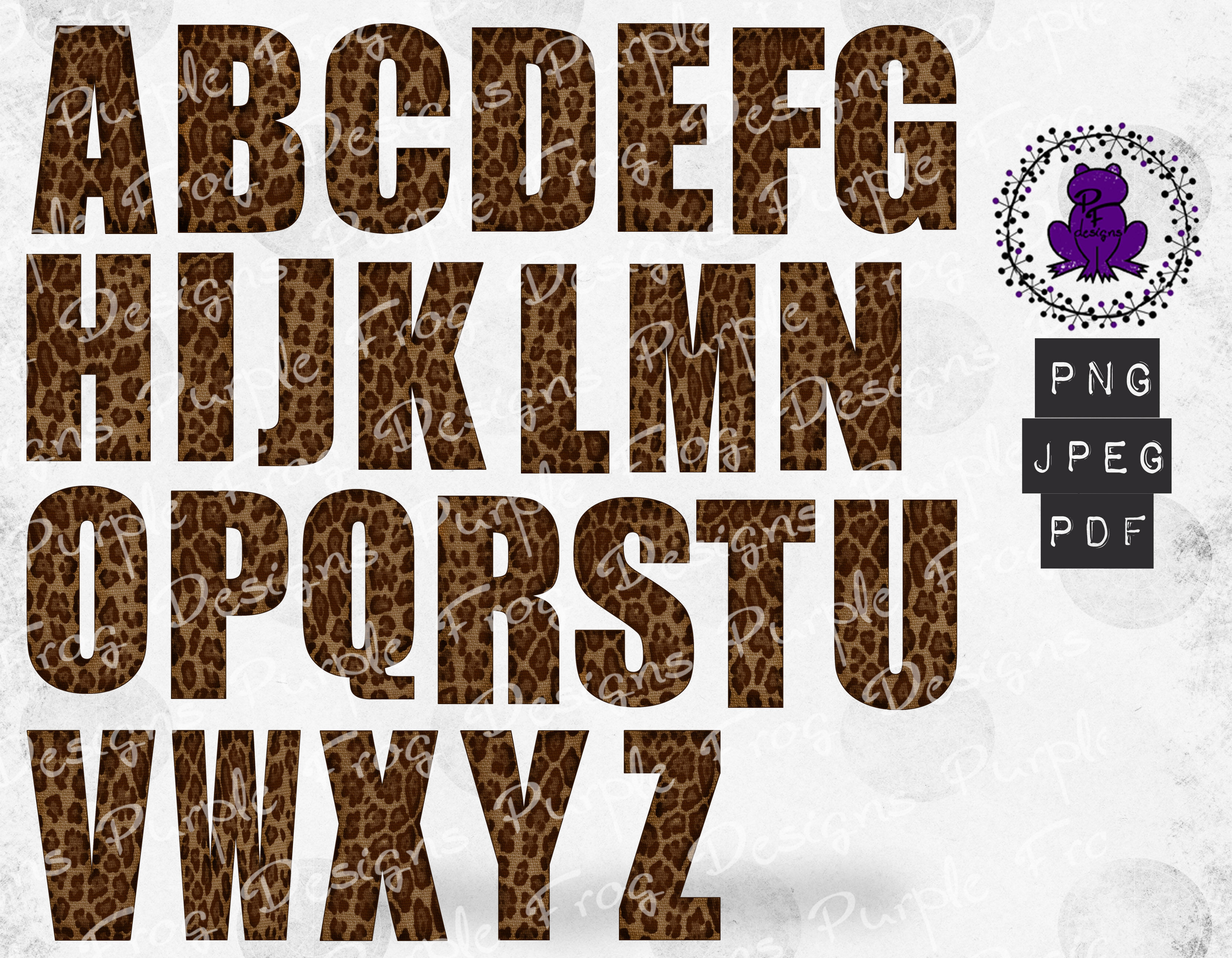 Alphabet Clip Art Bundle Leopard Print By Purple Frog Designs Thehungryjpeg Com