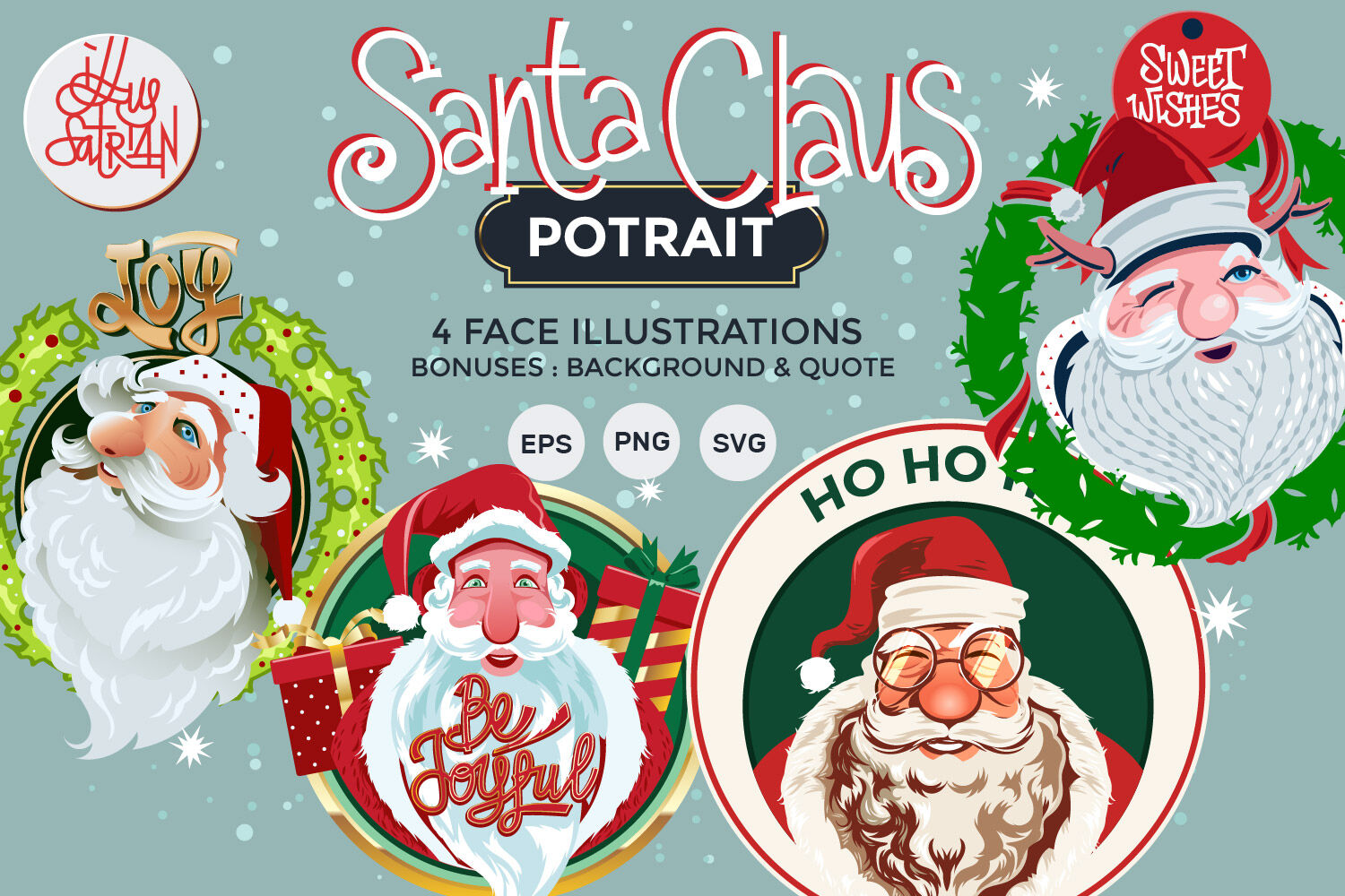 Santa Claus Potrait Illustrations By Illusatrian Thehungryjpeg Com