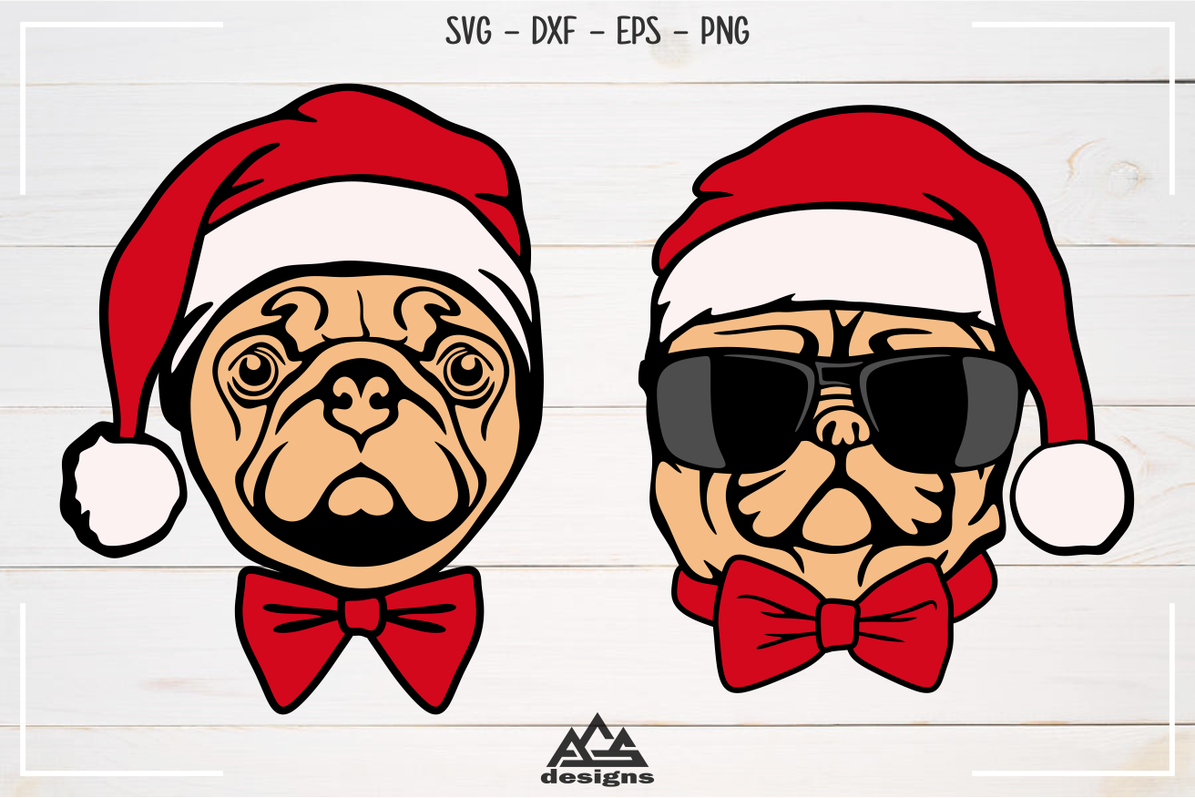Christmas Dog Pug Santa Hat Svg Design By AgsDesign | TheHungryJPEG