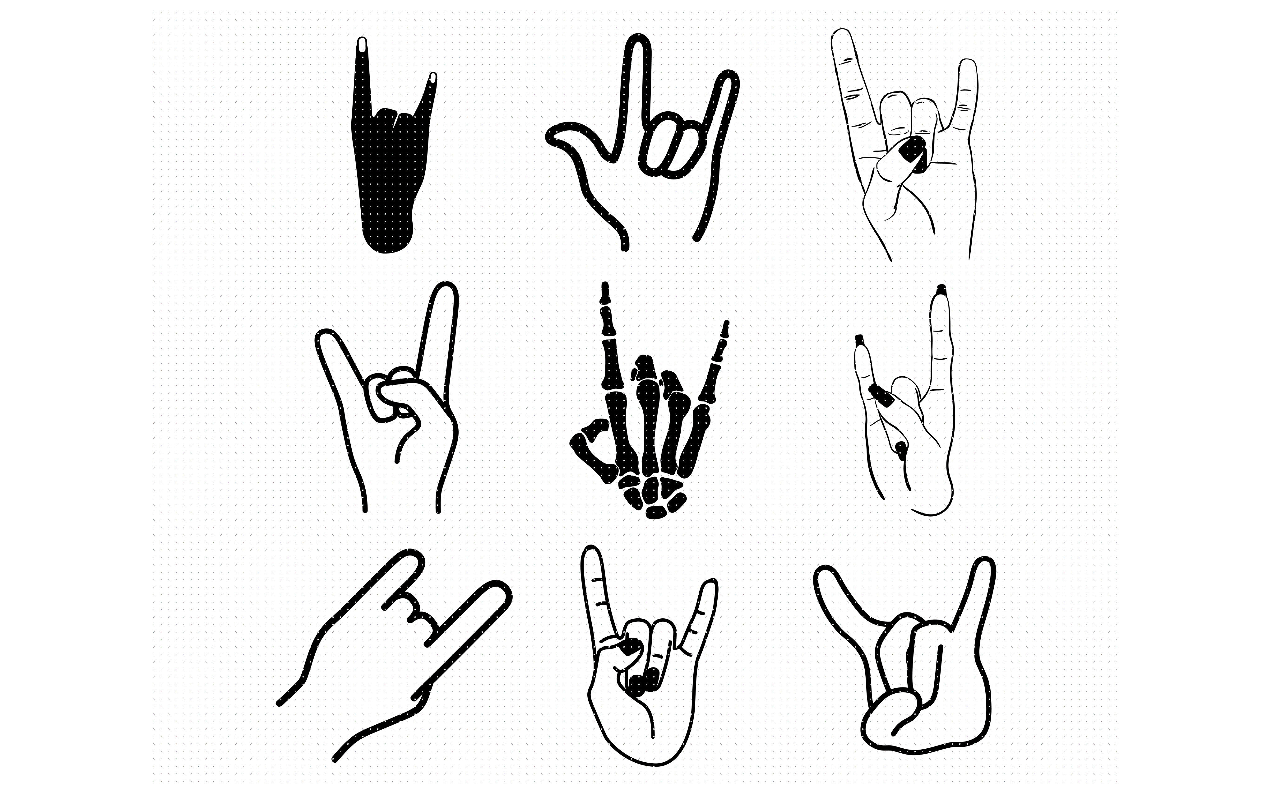 Rock And Roll Hand Sign Svg Dxf Vector Eps Clipart Cricut By | The Best ...