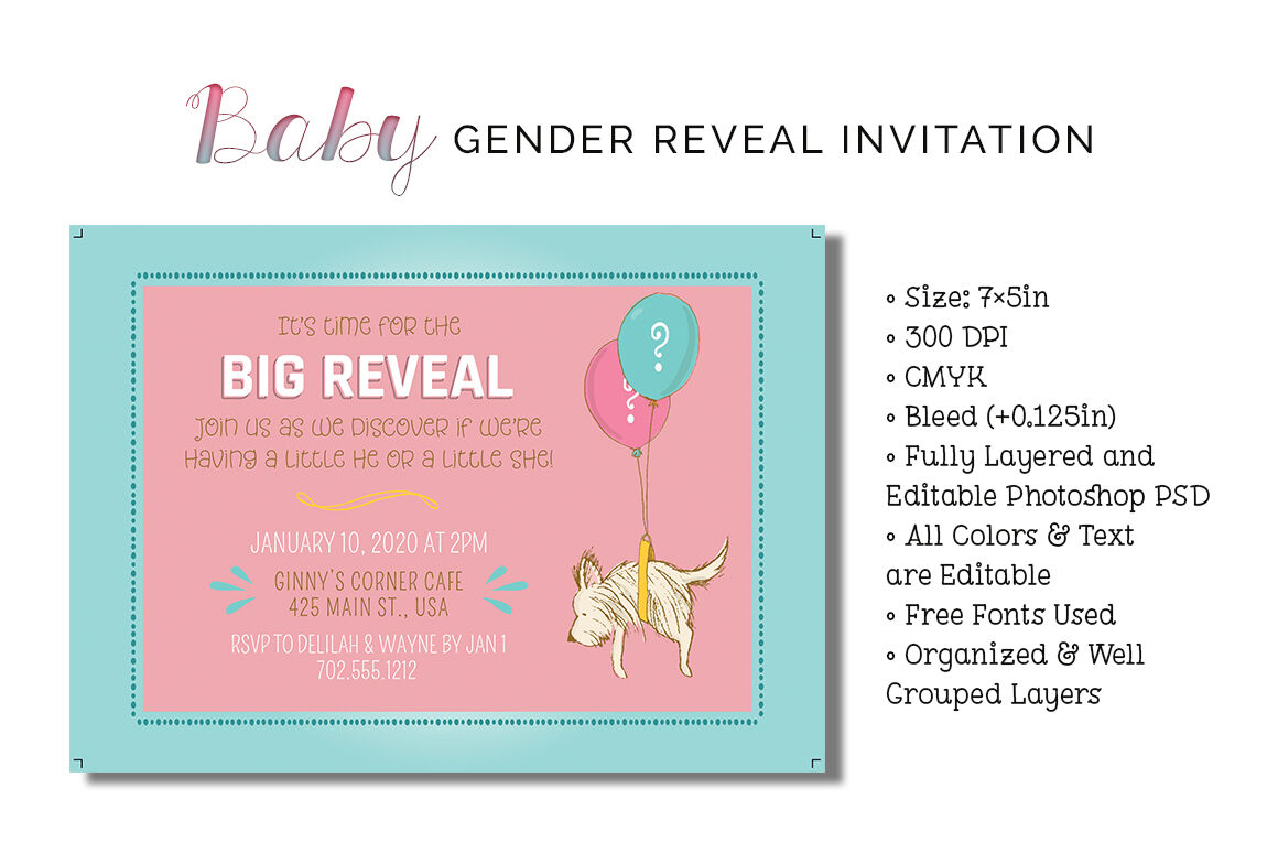 Baby Gender Reveal Invitation By Cyrah S Collection Thehungryjpeg Com