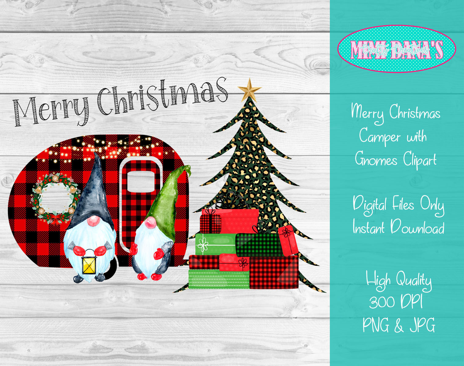 Merry Christmas Camper With Gnomes Clipart By Mimi Dana S Crafty Creations Thehungryjpeg Com
