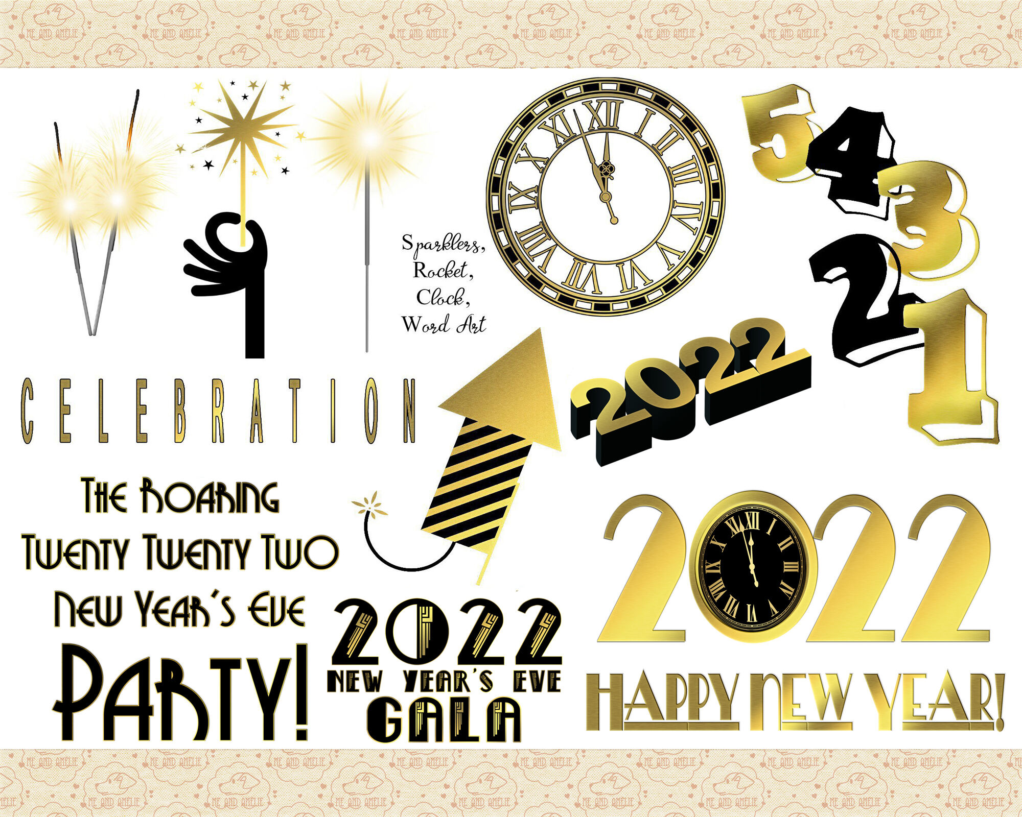 2022 new years eve clip art