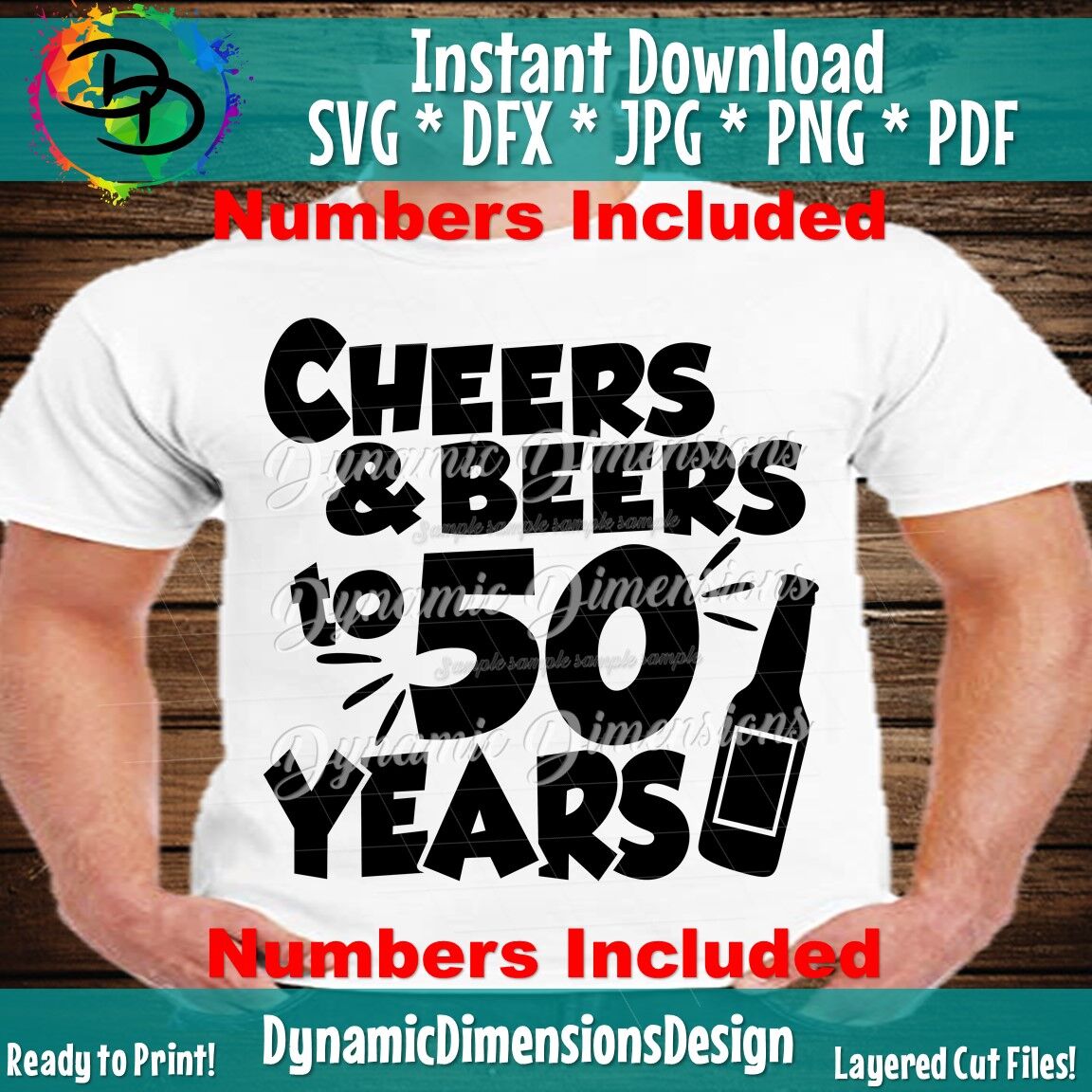 Cheers And Beers To 50 Years Svg 30th Birthday 60th 20th Birthday By Dynamic Dimensions Thehungryjpeg Com