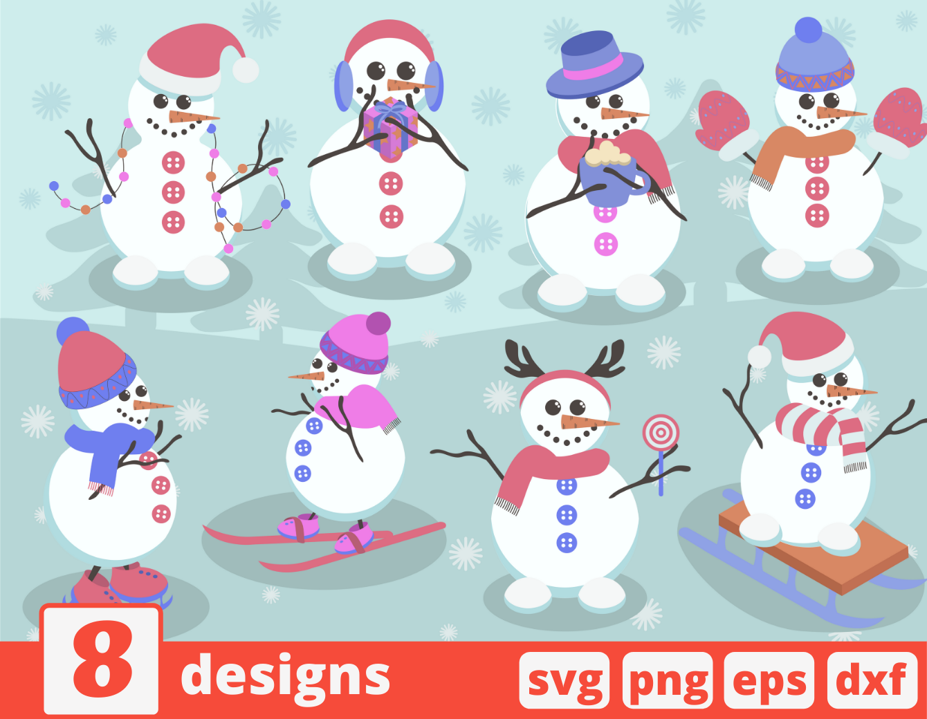 Snowmen Svg Bundle Christmas Snowman Clipart New Year Winter By Svgocean Thehungryjpeg Com