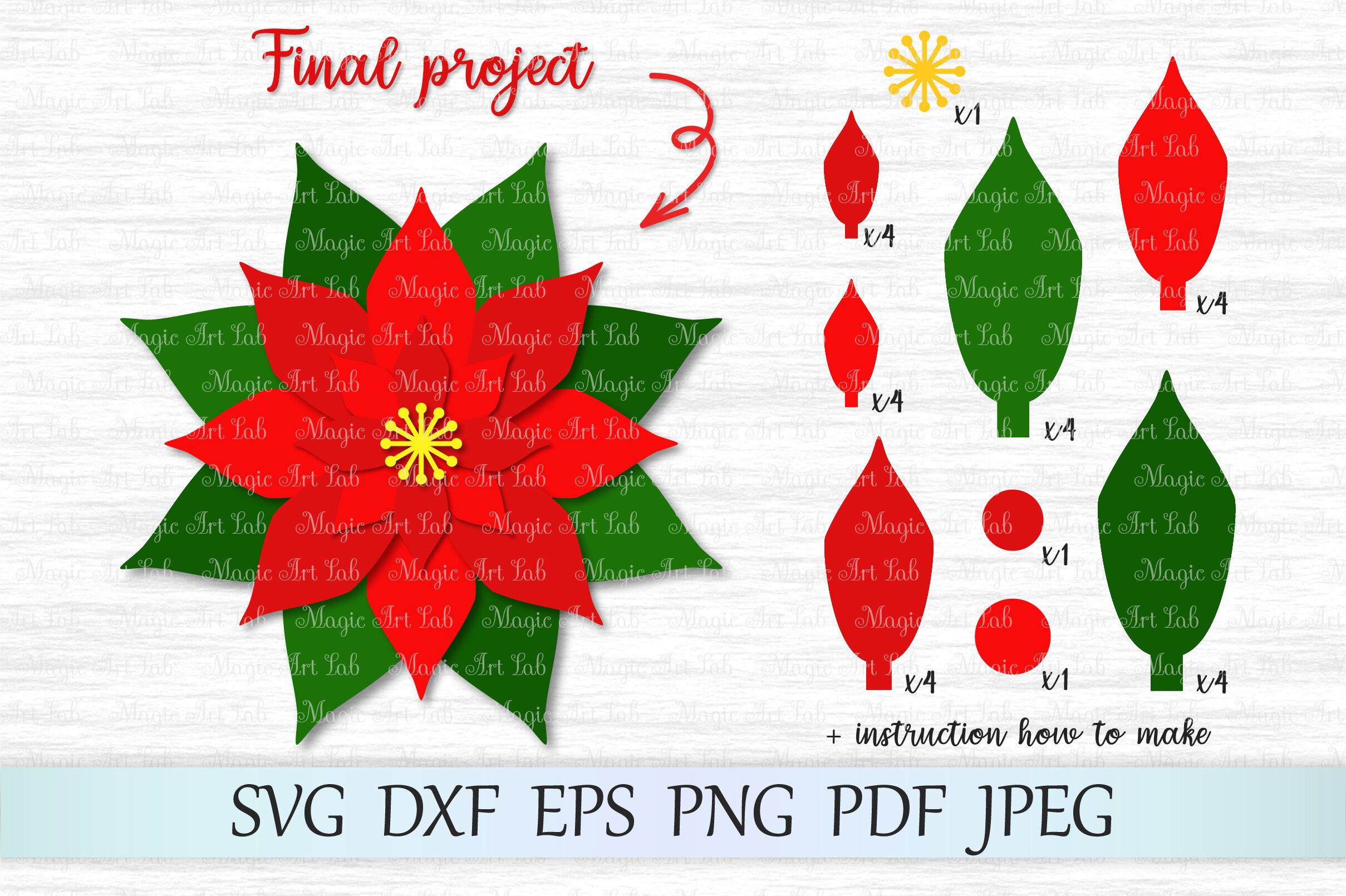 Poinsettia Svg Christmas Svg Christmas Poinsettia Svg Poinsettia By Magicartlab Thehungryjpeg Com