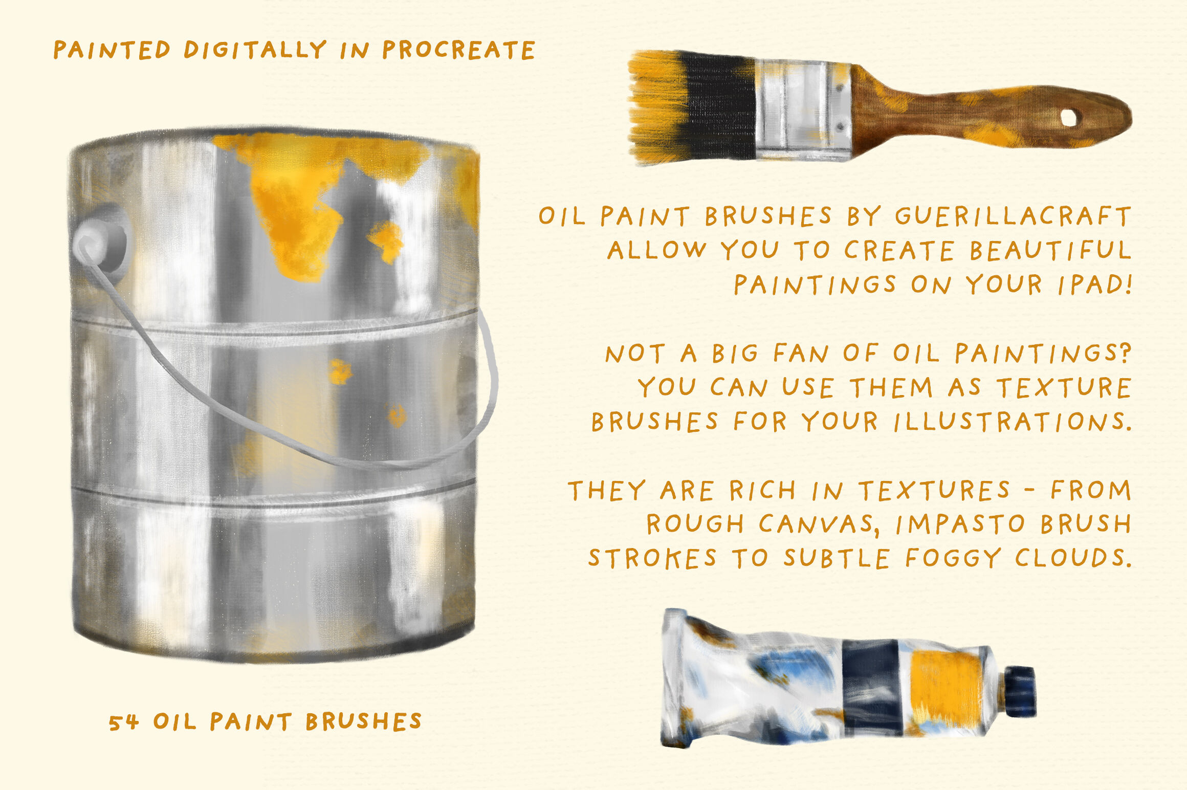 Oil Paint Brushes for Procreate By Guerillacraft | TheHungryJPEG.com