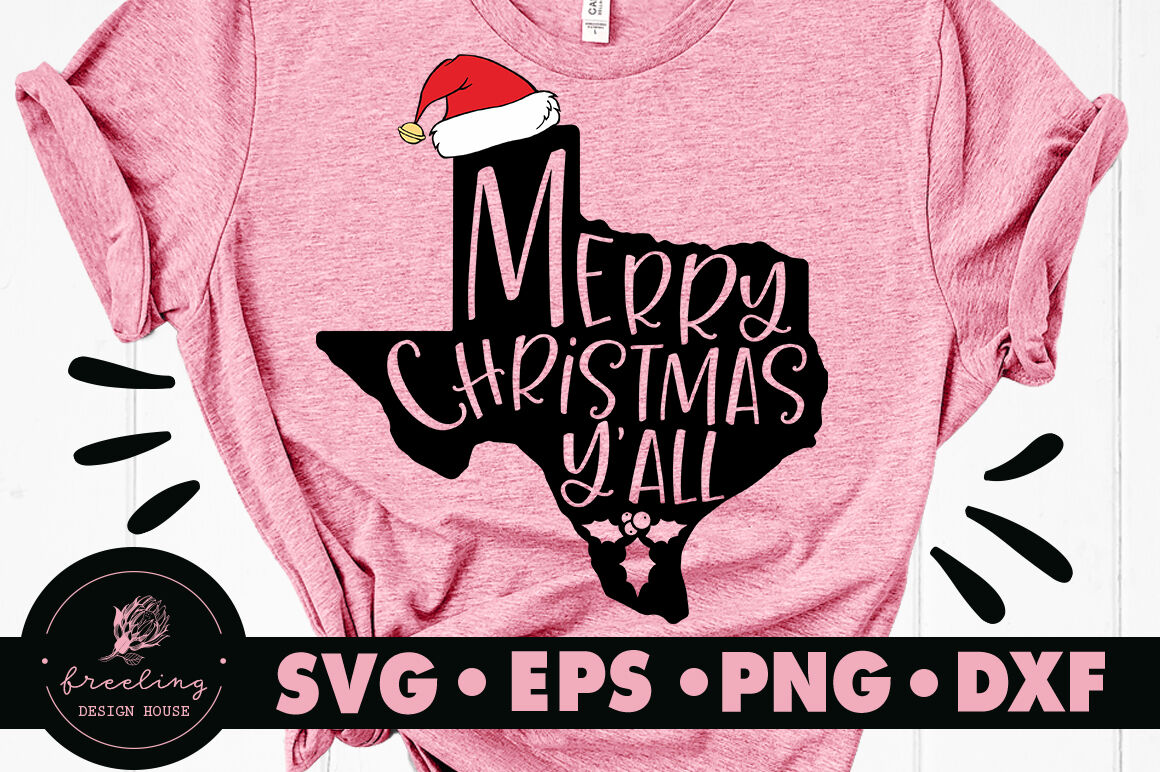 Merry Christmas Y All Texas Svg By Freeling Design House Thehungryjpeg Com