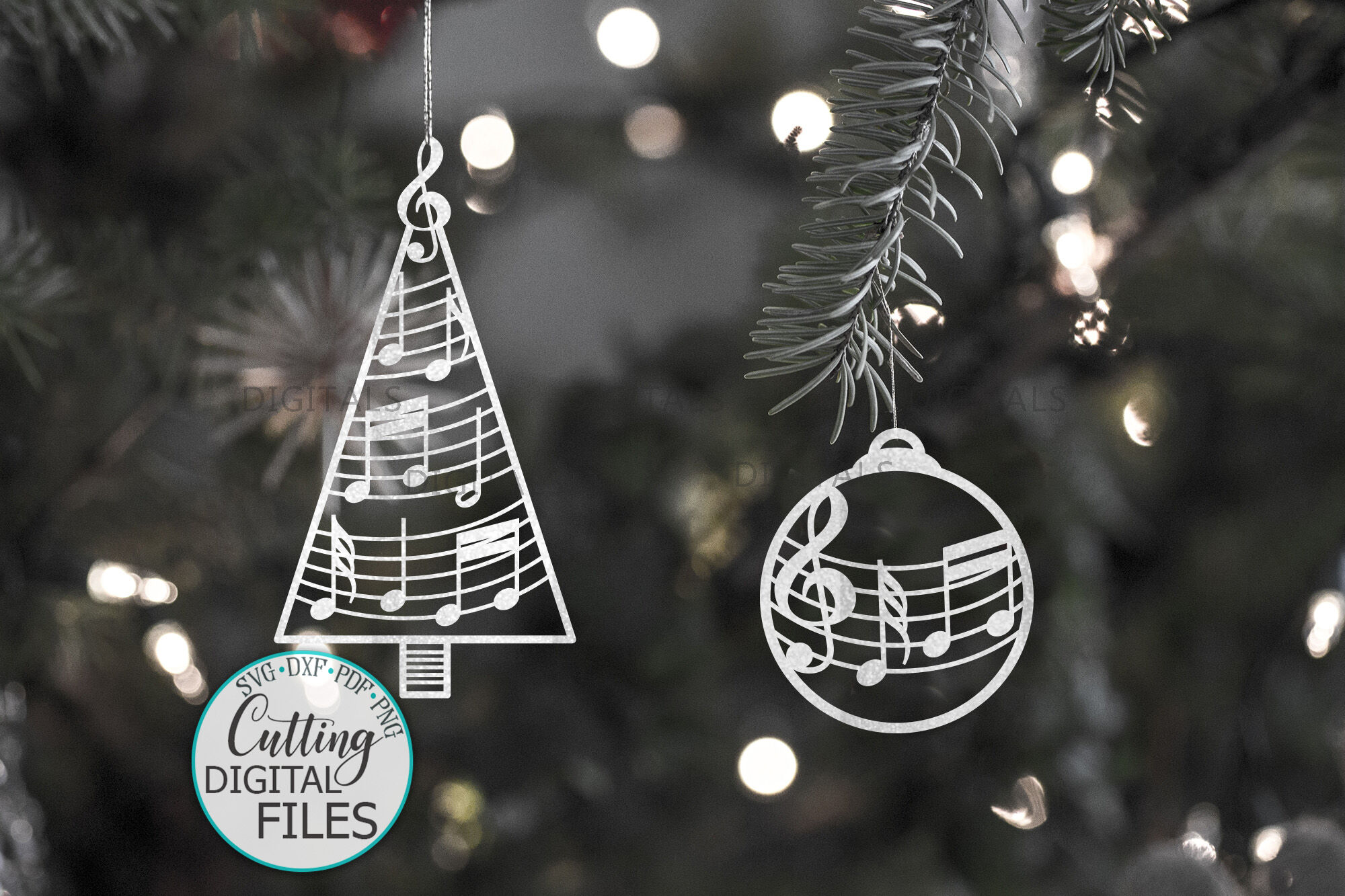 Download Christmas Tree Decorations With Music Notes Svg Cut Files By Kartcreation Thehungryjpeg Com PSD Mockup Templates