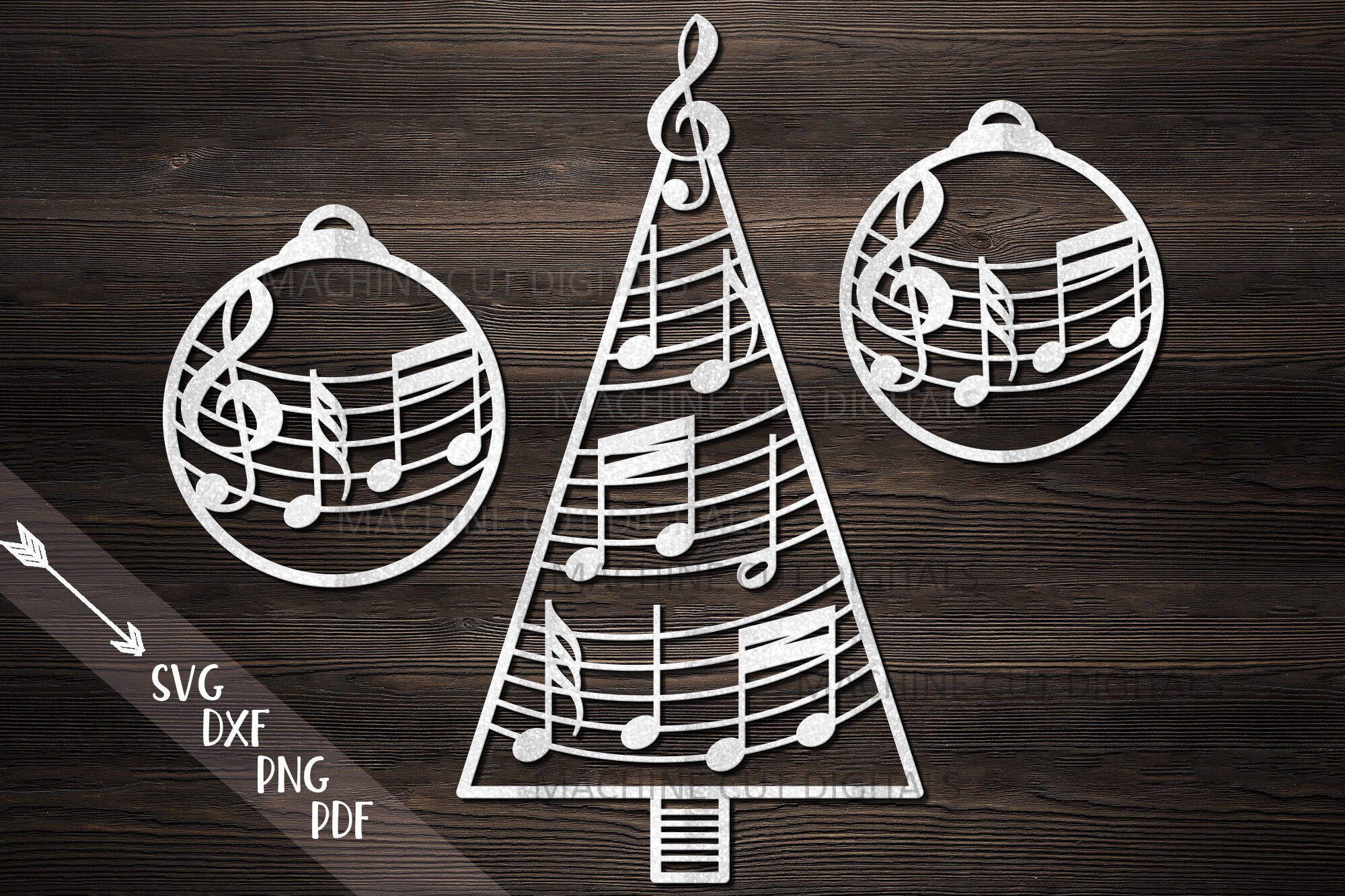 Download Christmas Tree Decorations With Music Notes Svg Cut Files By Kartcreation Thehungryjpeg Com