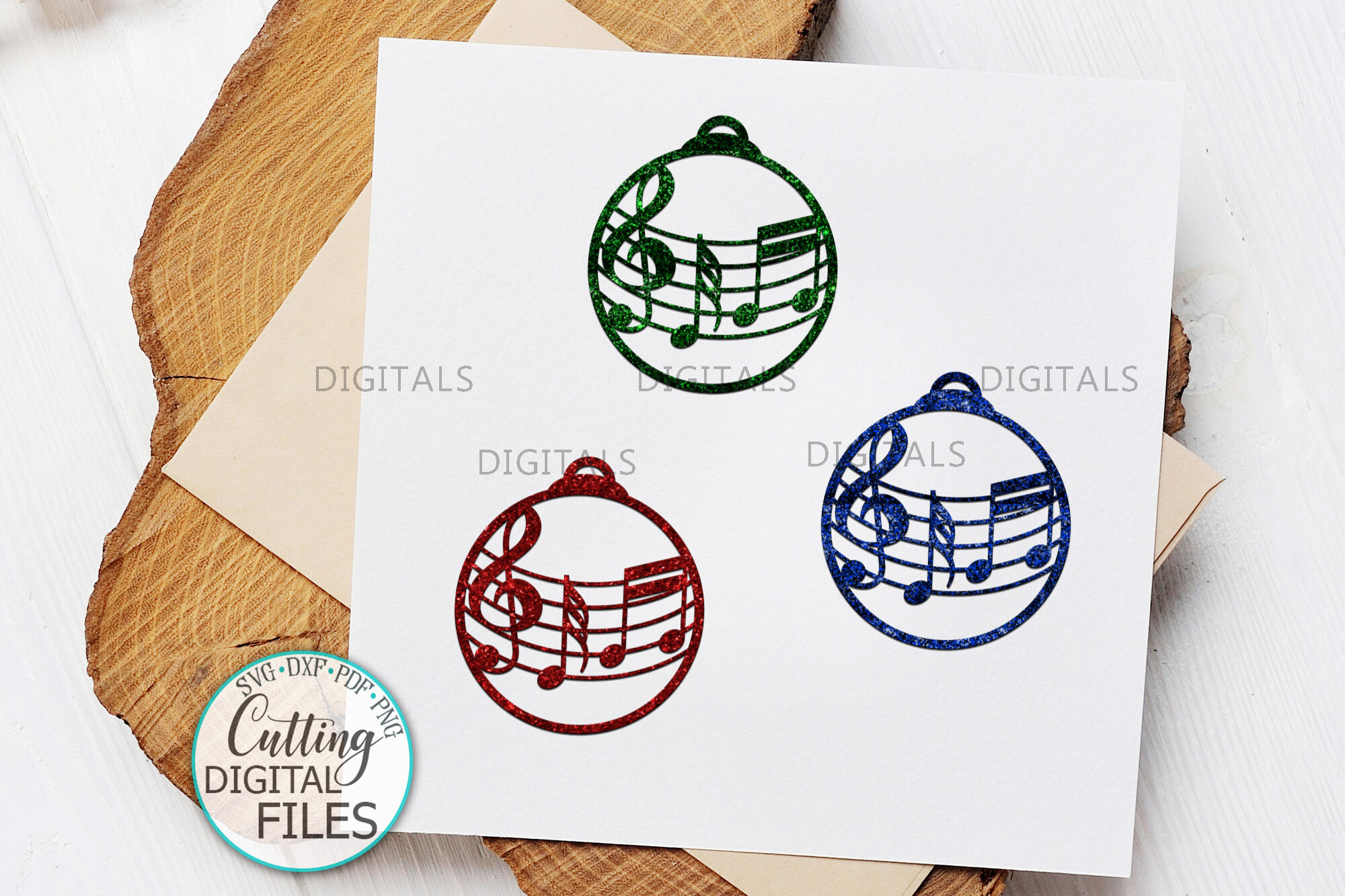 Christmas Tree Decorations With Music Notes Svg Cut Files By Kartcreation Thehungryjpeg Com